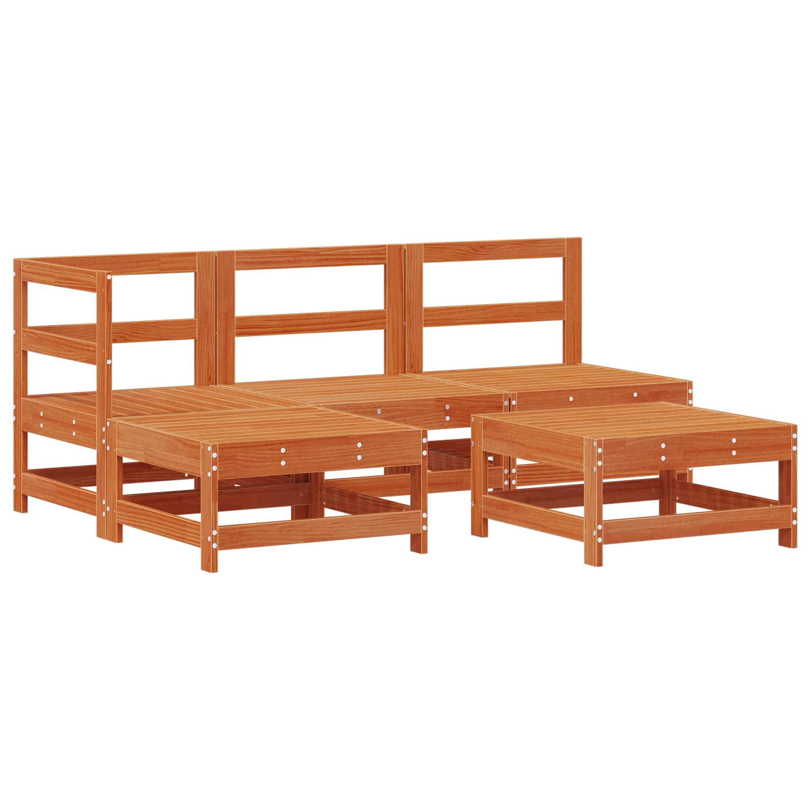 Tuin loungeset 5 pcs Wasbruin Massief grenenhout is nu te koop bij PeponiXL, paradijselijk wonen!