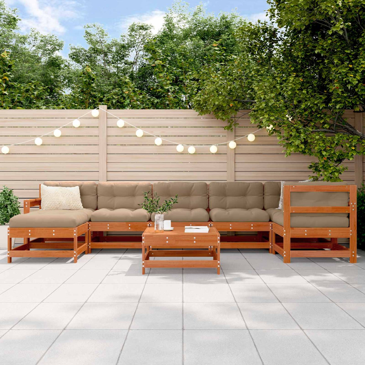 Tuin loungeset 8 pcs Wasbruin Massief grenenhout is nu te koop bij PeponiXL, paradijselijk wonen!