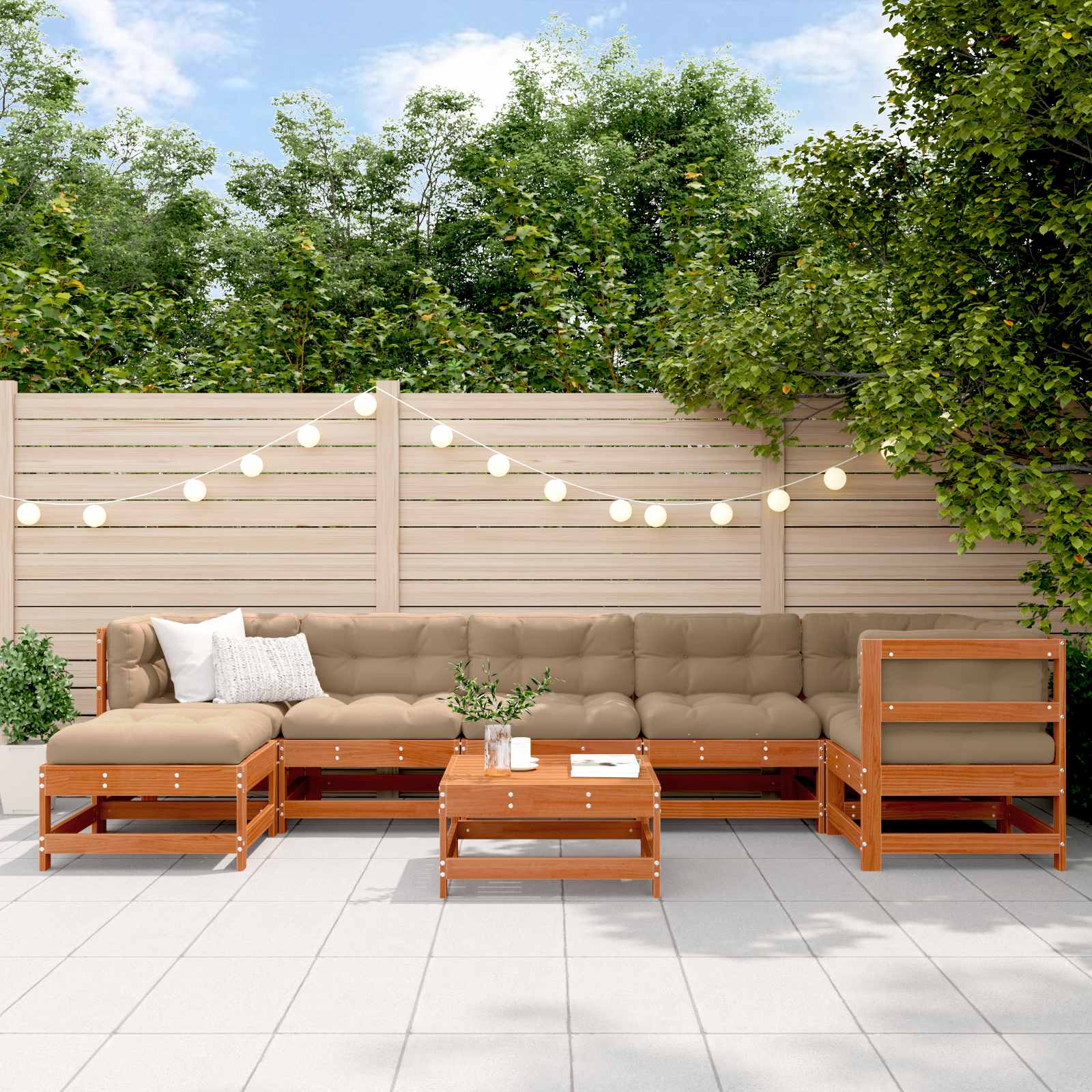 Tuin loungeset 8 pcs Waskleur Bruin Massief grenenhout is nu te koop bij PeponiXL, paradijselijk wonen!
