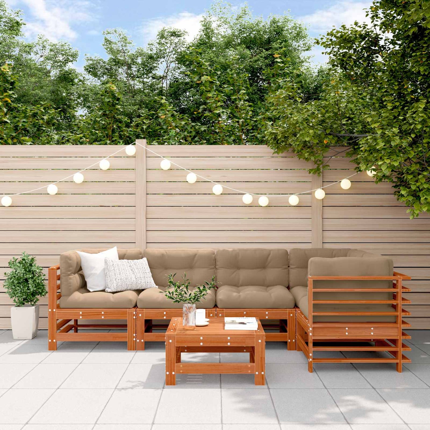 Tuin loungeset 6 pcs Wasbruin Massief grenenhout is nu te koop bij PeponiXL, paradijselijk wonen!