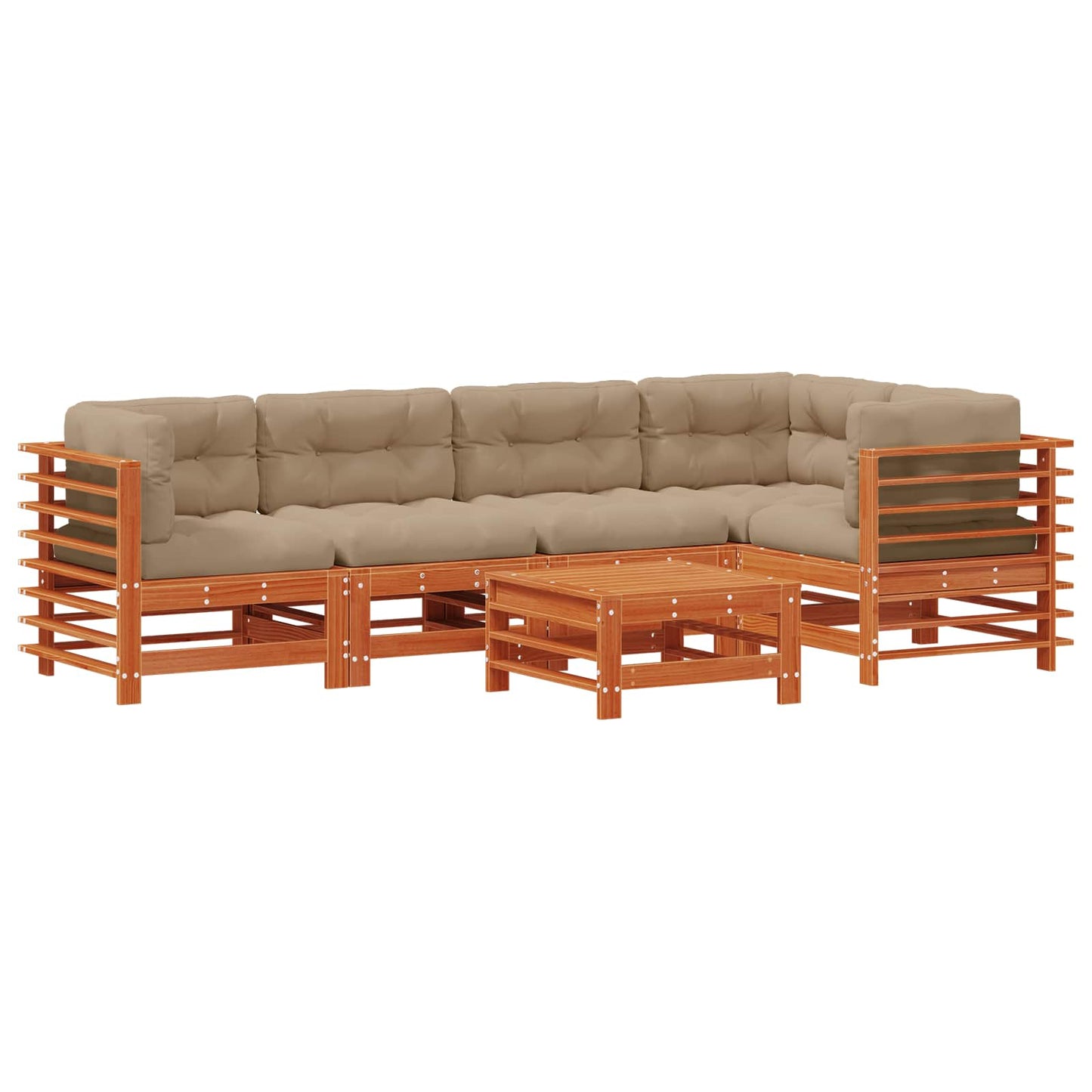 Tuin loungeset 6 pcs Wasbruin Massief grenenhout is nu te koop bij PeponiXL, paradijselijk wonen!