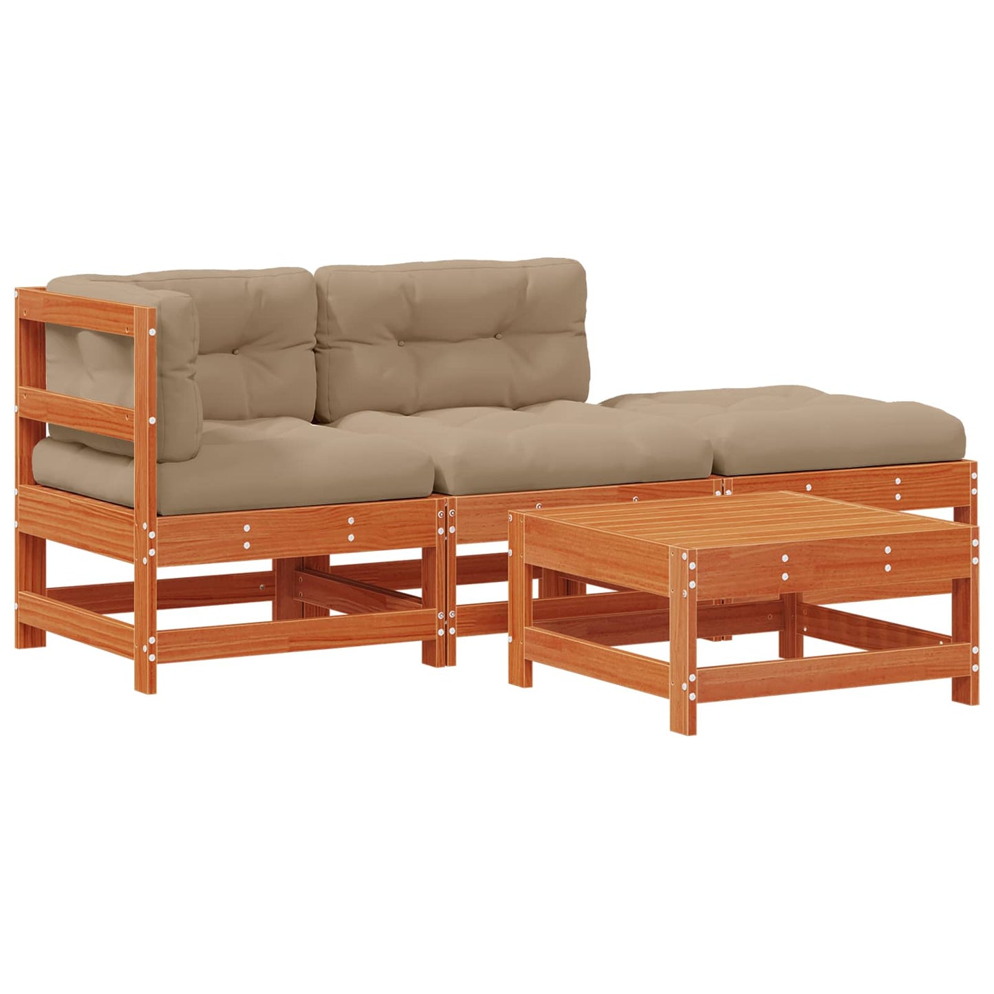 Tuin loungeset 4 pcs Wasbruin Massief grenenhout is nu te koop bij PeponiXL, paradijselijk wonen!