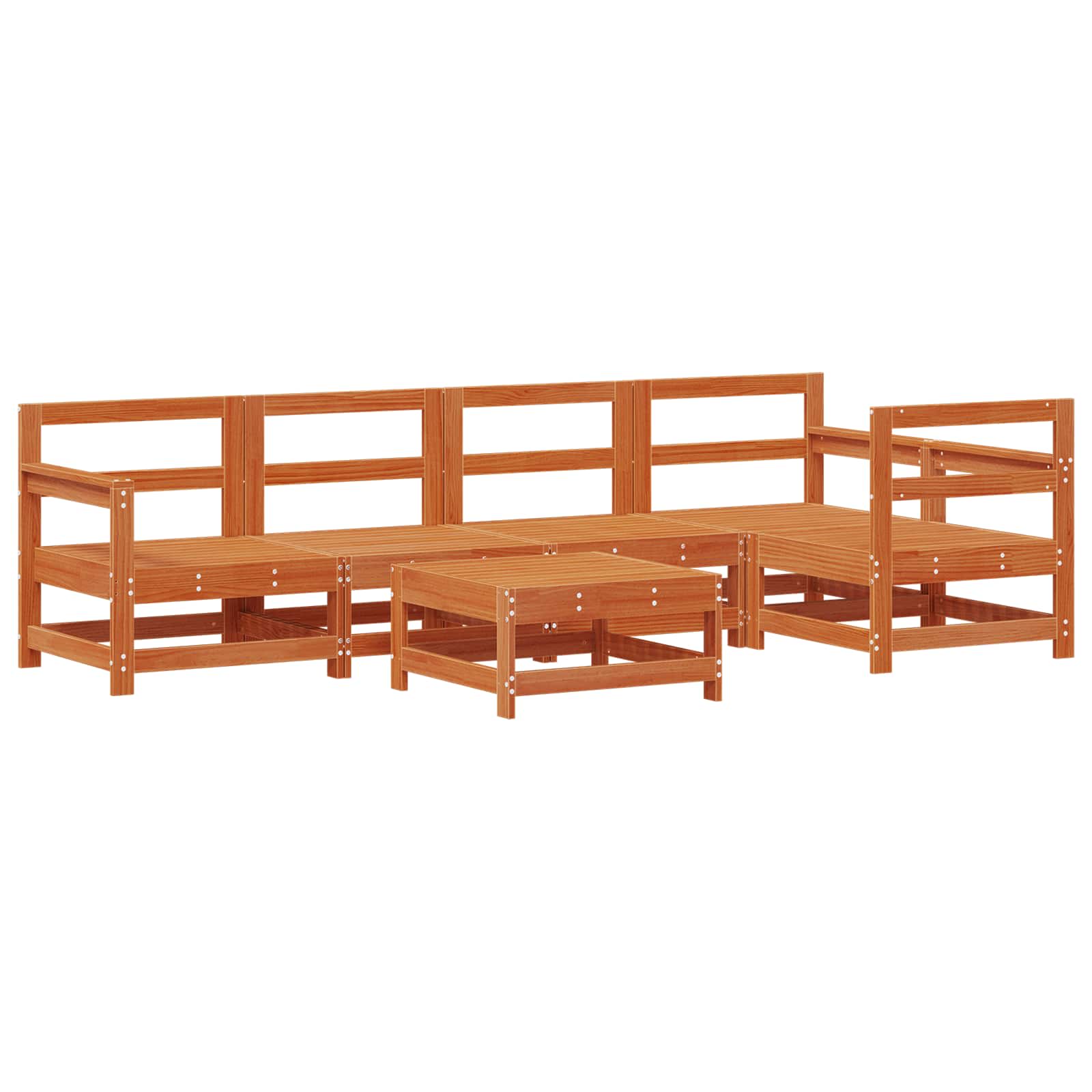 Tuin loungeset 6 pcs Wasbruin Massief grenenhout is nu te koop bij PeponiXL, paradijselijk wonen!