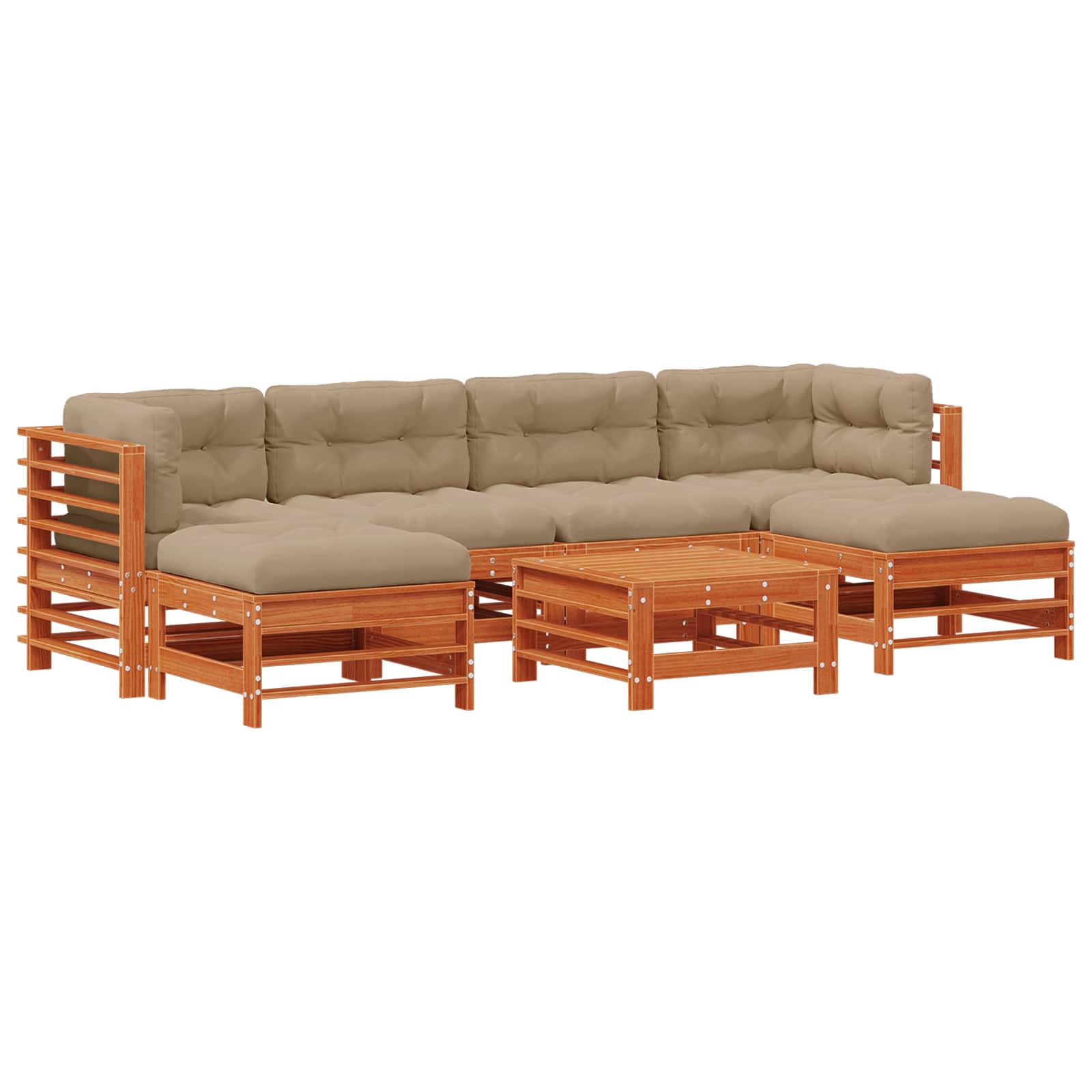 Tuin loungeset 7 pcs Wasbruin Massief grenenhout is nu te koop bij PeponiXL, paradijselijk wonen!