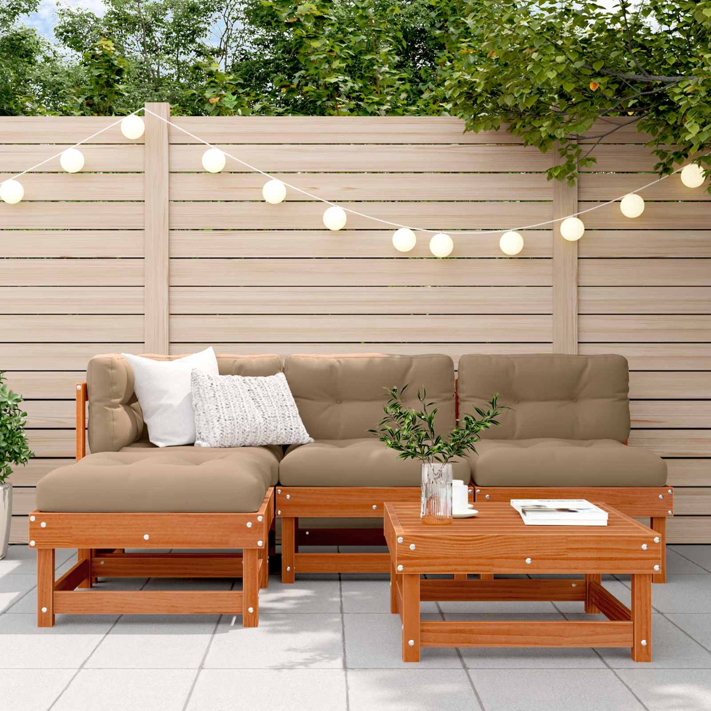 Tuin loungeset 13 pcs Wasbruin Massief grenenhout is nu te koop bij PeponiXL, paradijselijk wonen!