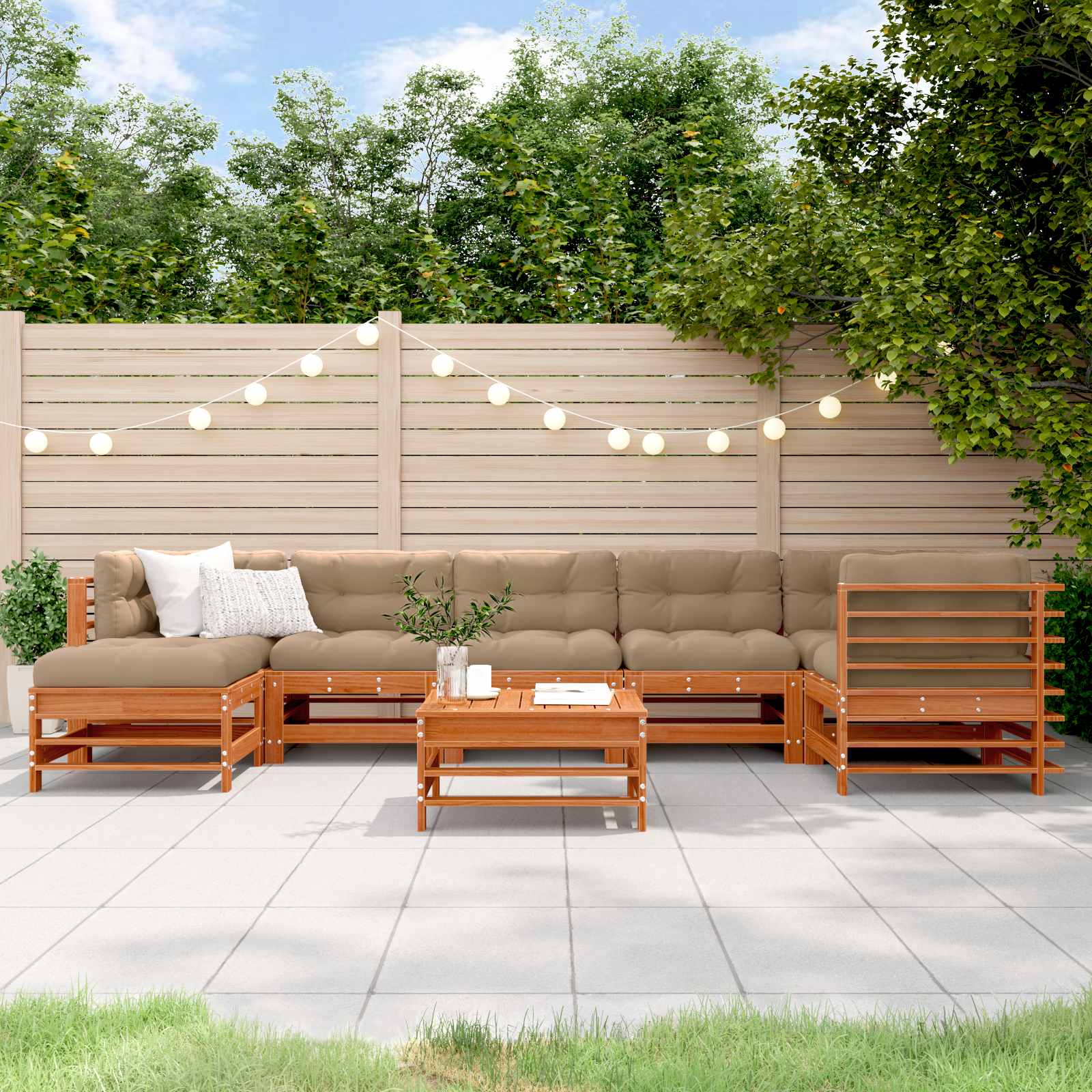 Tuin loungeset 8 pcs Wasbruin Massief grenenhout is nu te koop bij PeponiXL, paradijselijk wonen!