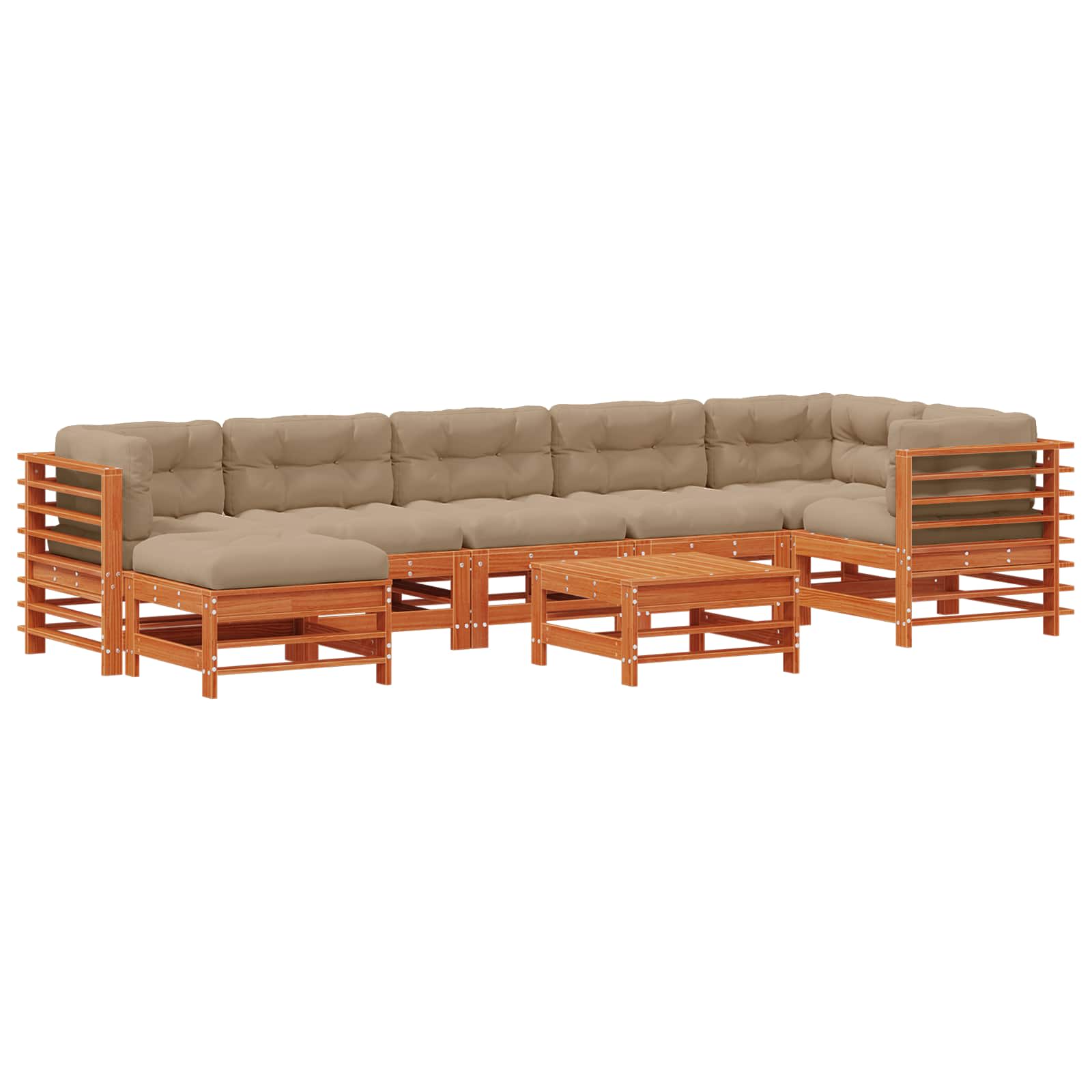 Tuin loungeset 8 pcs Wasbruin Massief grenenhout is nu te koop bij PeponiXL, paradijselijk wonen!
