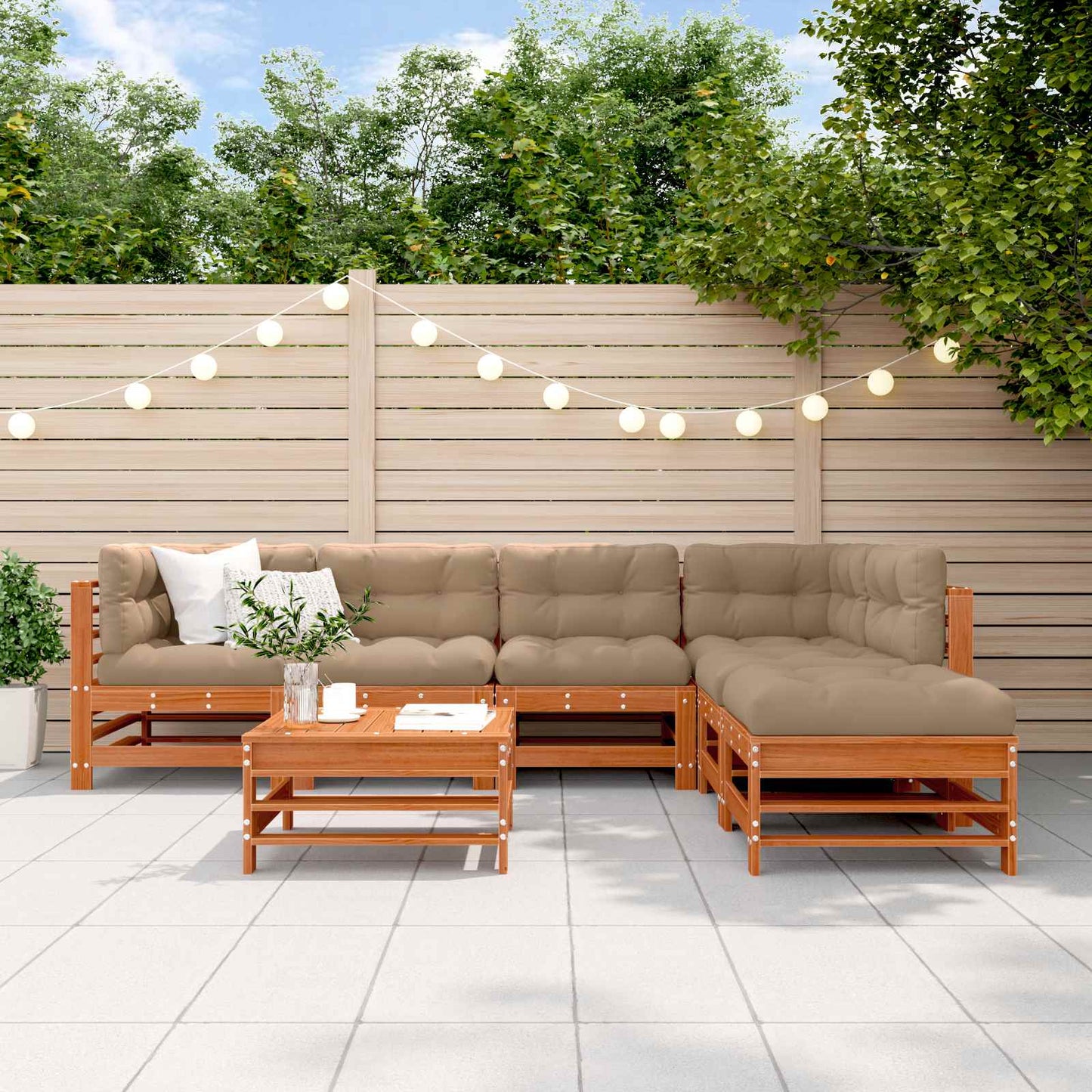 Tuin loungeset 7 pcs Wasbruin Massief grenenhout is nu te koop bij PeponiXL, paradijselijk wonen!