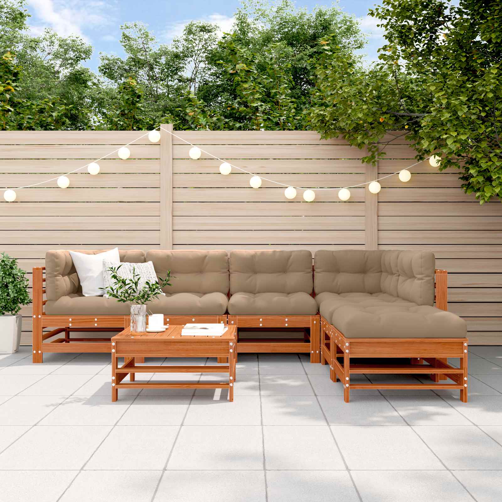Tuin loungeset 7 pcs Wasbruin Massief grenenhout is nu te koop bij PeponiXL, paradijselijk wonen!