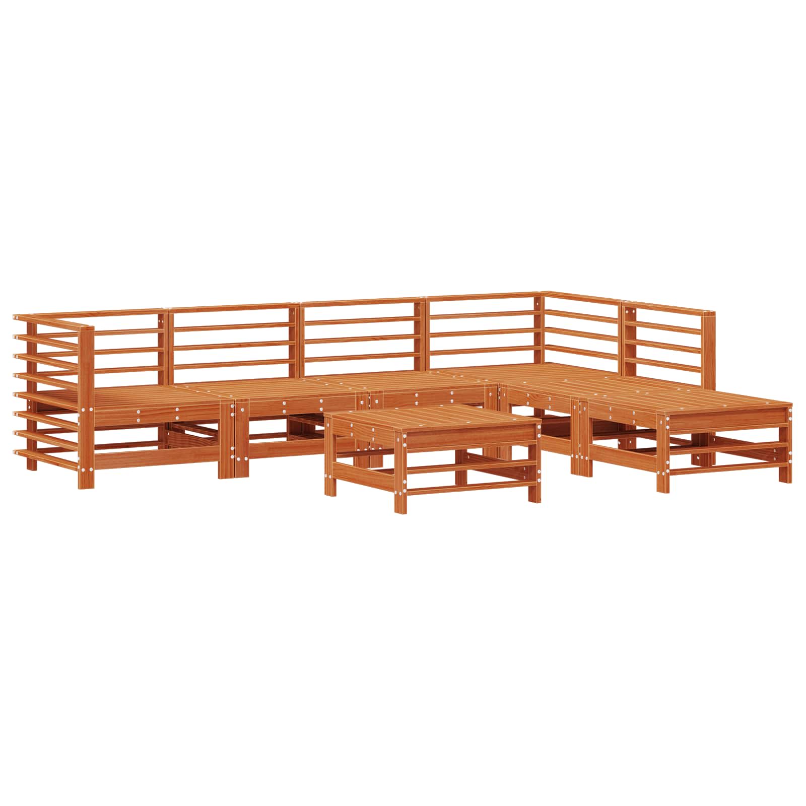 Tuin loungeset 7 pcs Wasbruin Massief grenenhout is nu te koop bij PeponiXL, paradijselijk wonen!