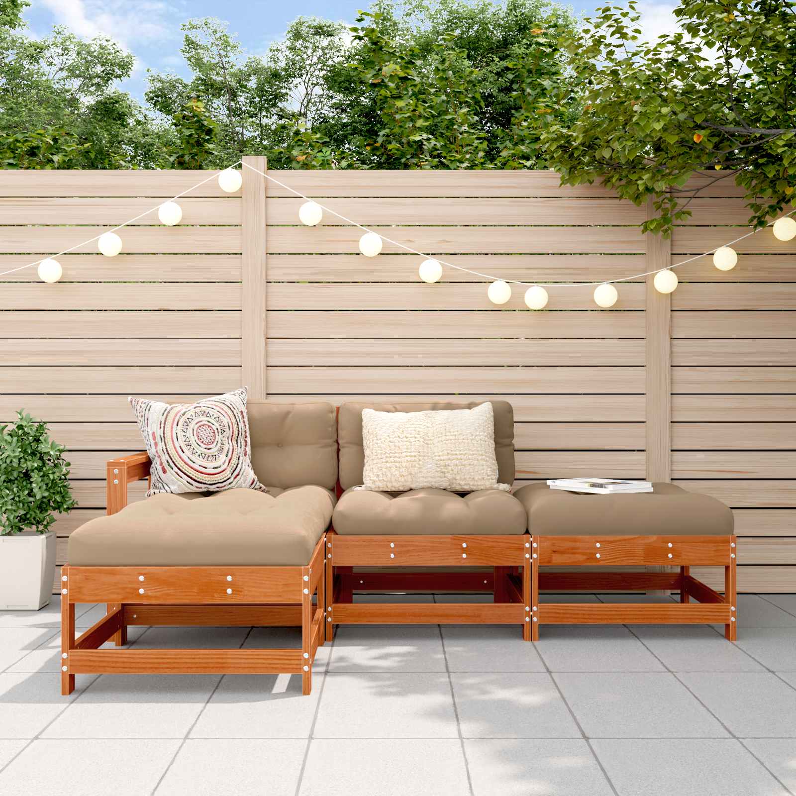Tuin loungeset 4 pcs Wasbruin Massief grenenhout is nu te koop bij PeponiXL, paradijselijk wonen!
