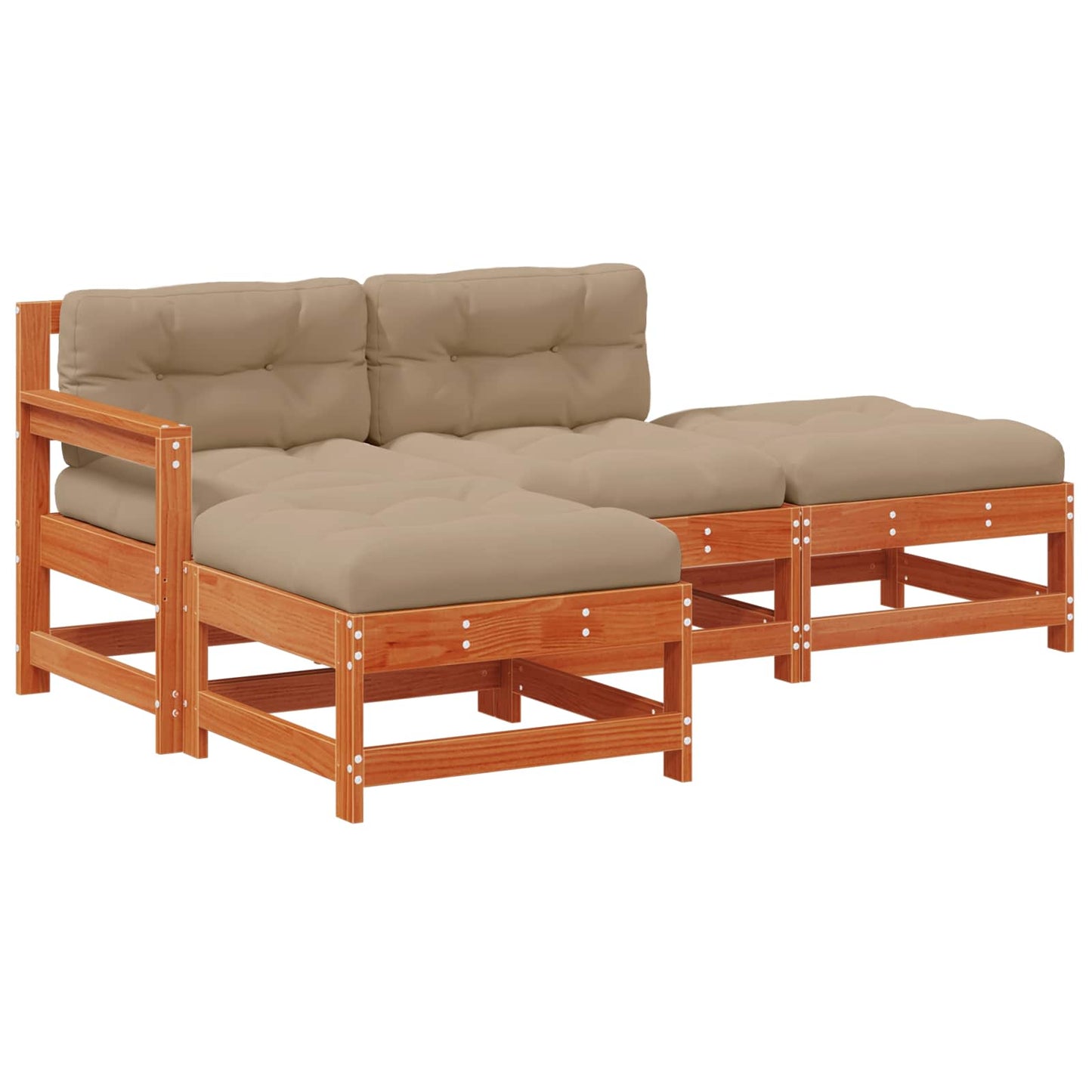 Tuin loungeset 4 pcs Wasbruin Massief grenenhout is nu te koop bij PeponiXL, paradijselijk wonen!
