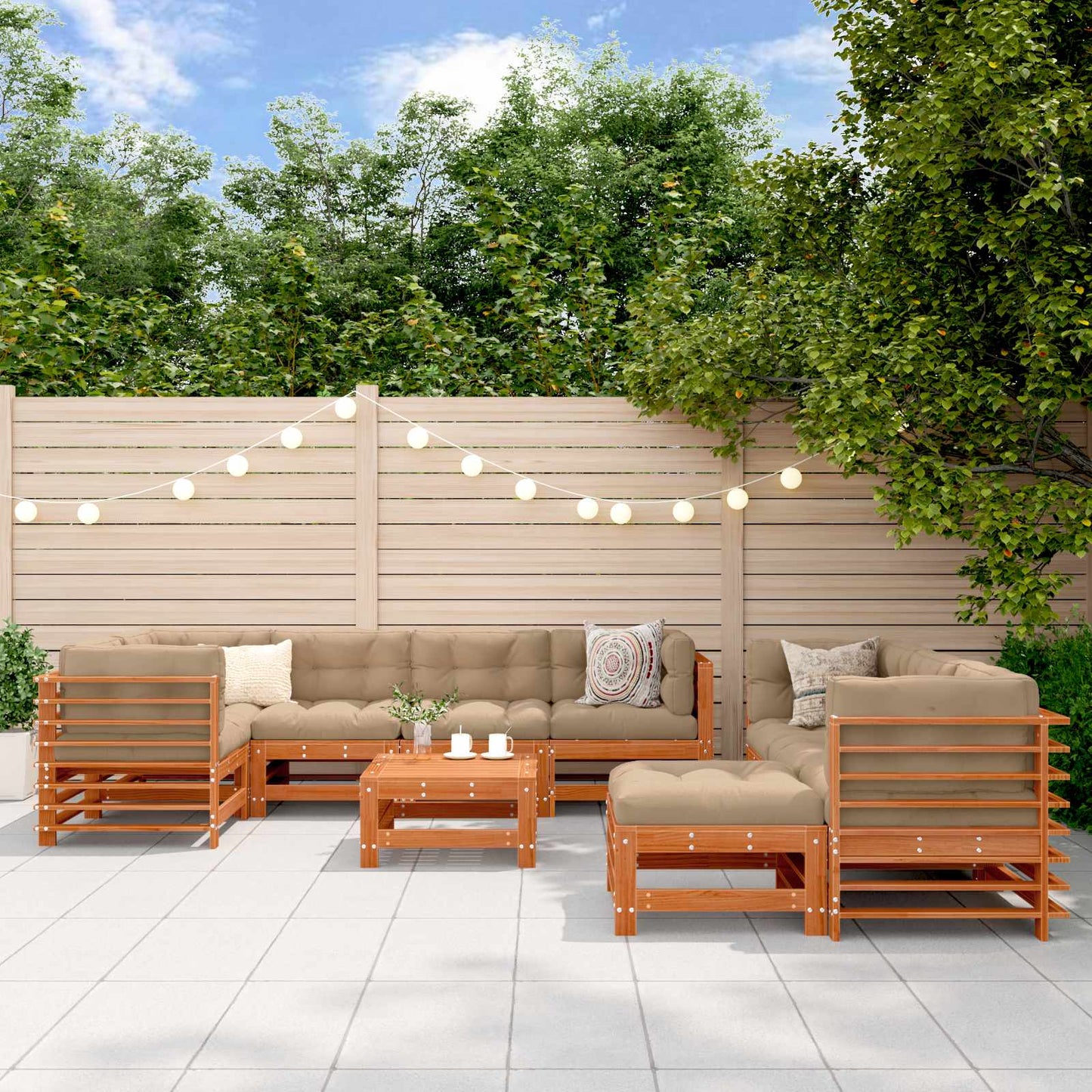 Tuin loungeset 10 pcs Wasbruin Massief grenenhout is nu te koop bij PeponiXL, paradijselijk wonen!