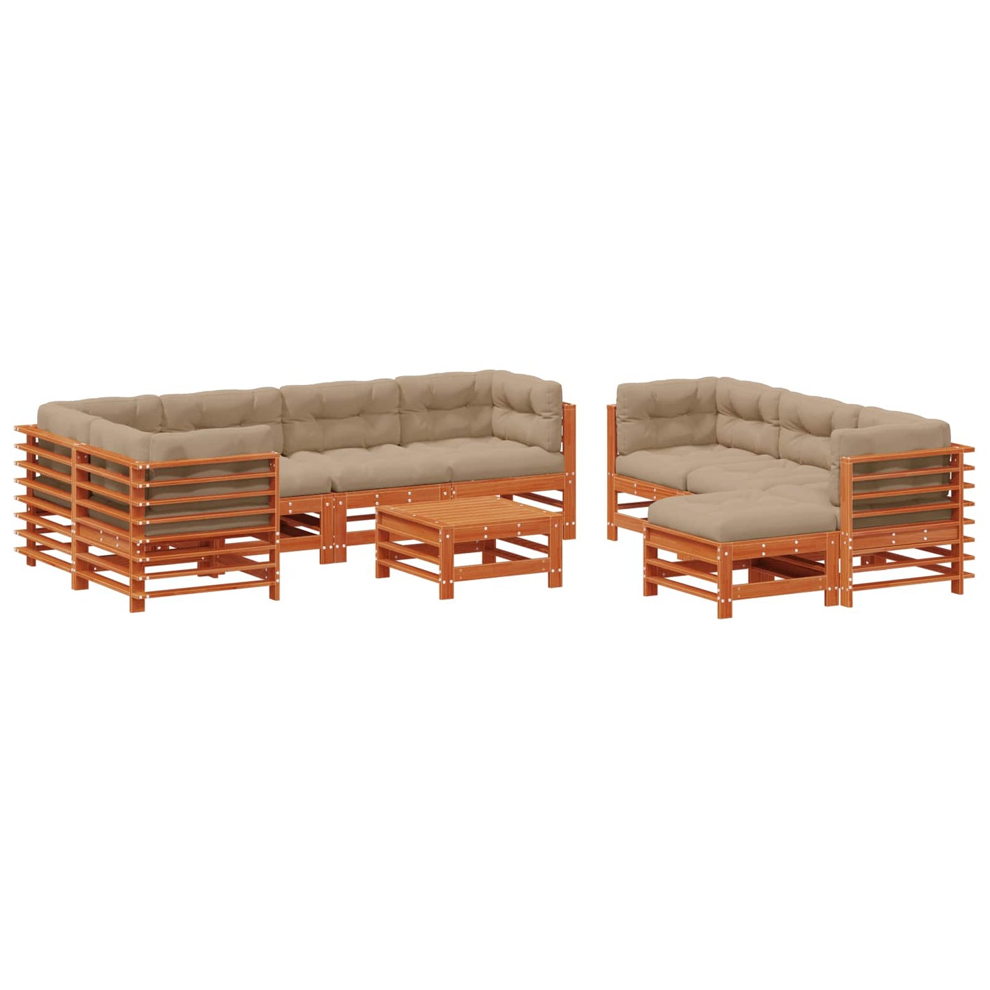 Tuin loungeset 10 pcs Wasbruin Massief grenenhout is nu te koop bij PeponiXL, paradijselijk wonen!