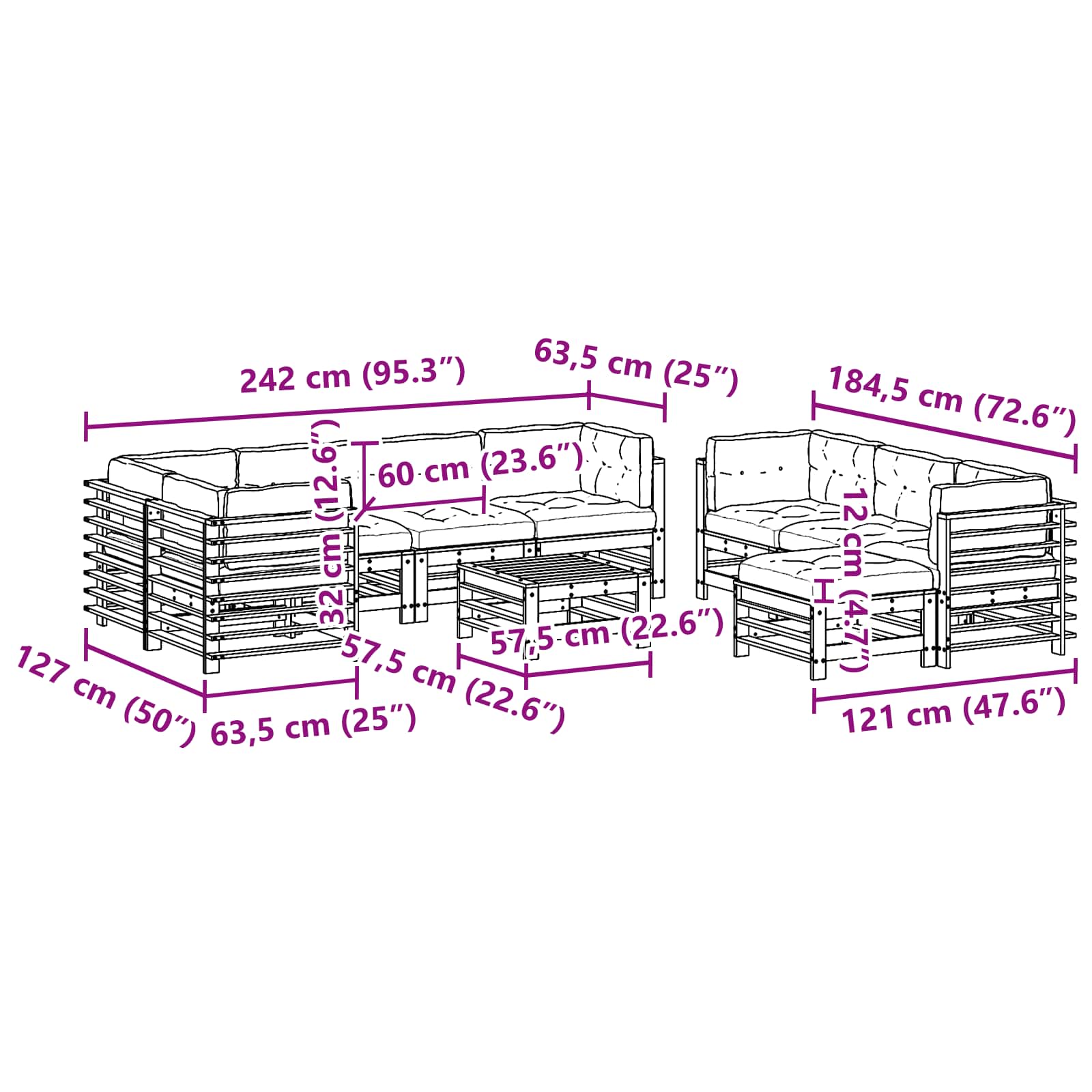 Tuin loungeset 10 pcs Wasbruin Massief grenenhout is nu te koop bij PeponiXL, paradijselijk wonen!