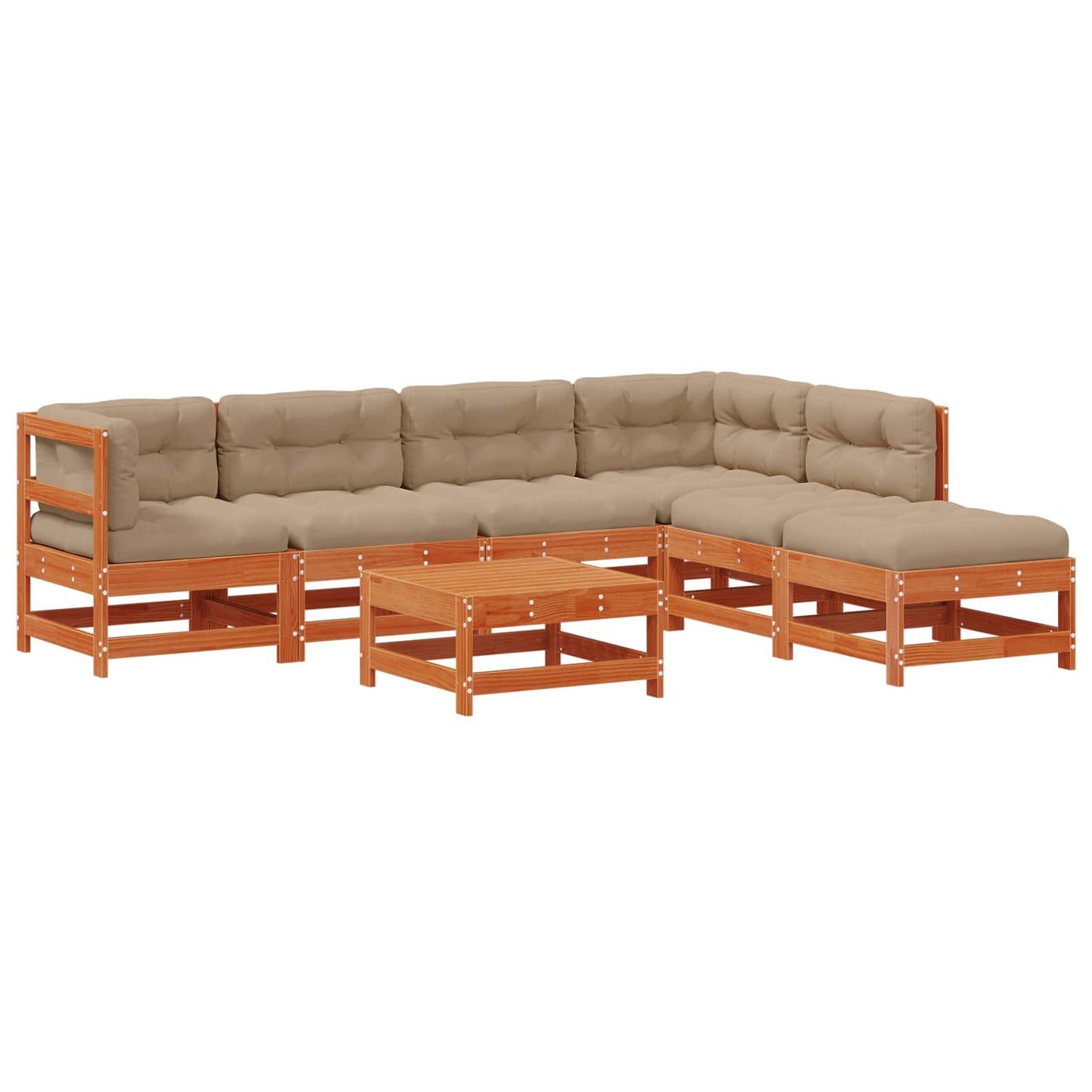 Tuin loungeset 7 pcs Wasbruin Massief grenenhout is nu te koop bij PeponiXL, paradijselijk wonen!