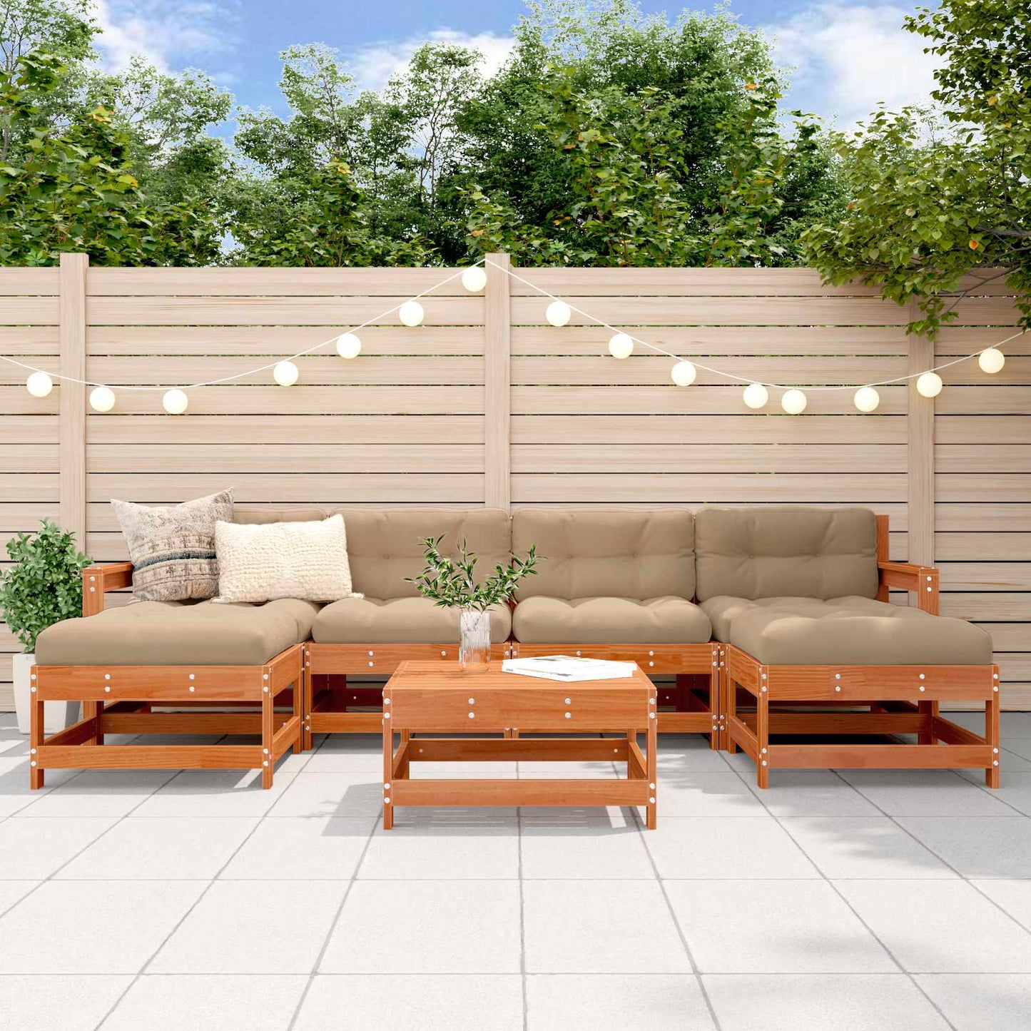 Tuin loungeset 6 pcs Waskleur Bruin Massief grenenhout is nu te koop bij PeponiXL, paradijselijk wonen!