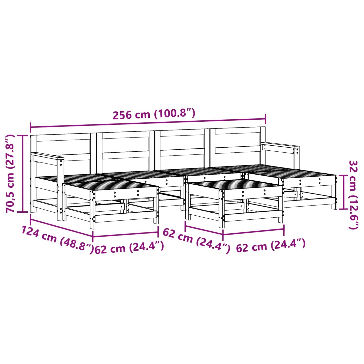 Tuin loungeset 6 pcs Waskleur Bruin Massief grenenhout is nu te koop bij PeponiXL, paradijselijk wonen!