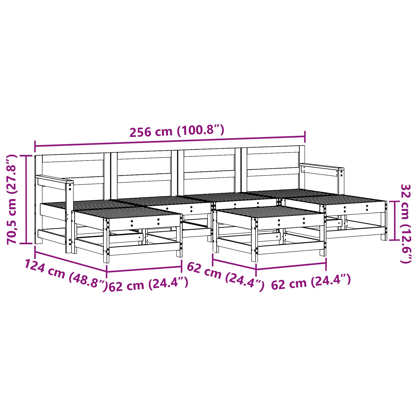 Tuin loungeset 6 pcs Waskleur Bruin Massief grenenhout is nu te koop bij PeponiXL, paradijselijk wonen!
