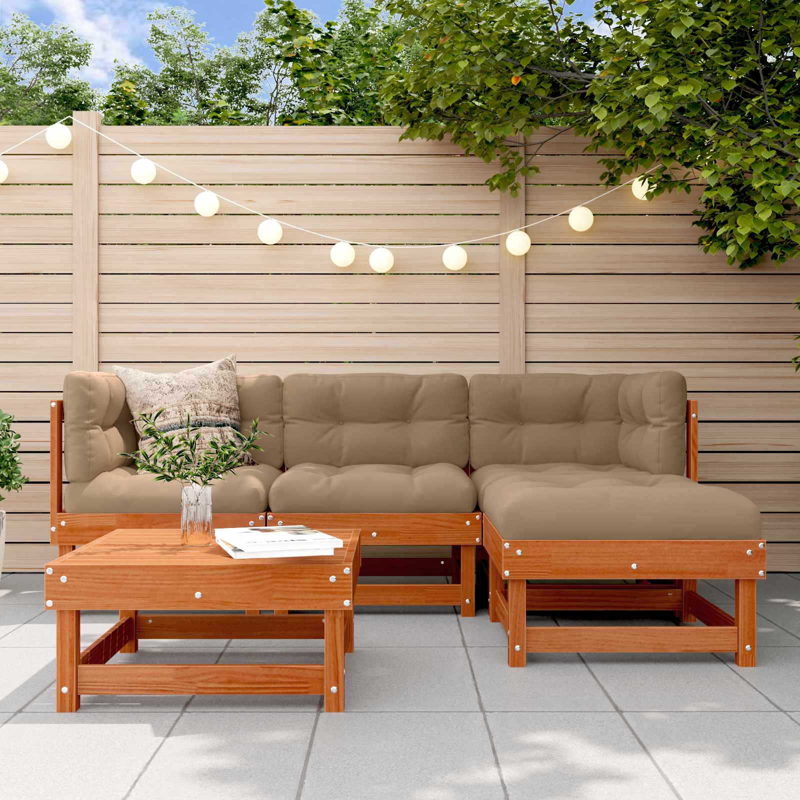 Tuin loungeset 15 pcs Wasbruin Massief grenenhout is nu te koop bij PeponiXL, paradijselijk wonen!