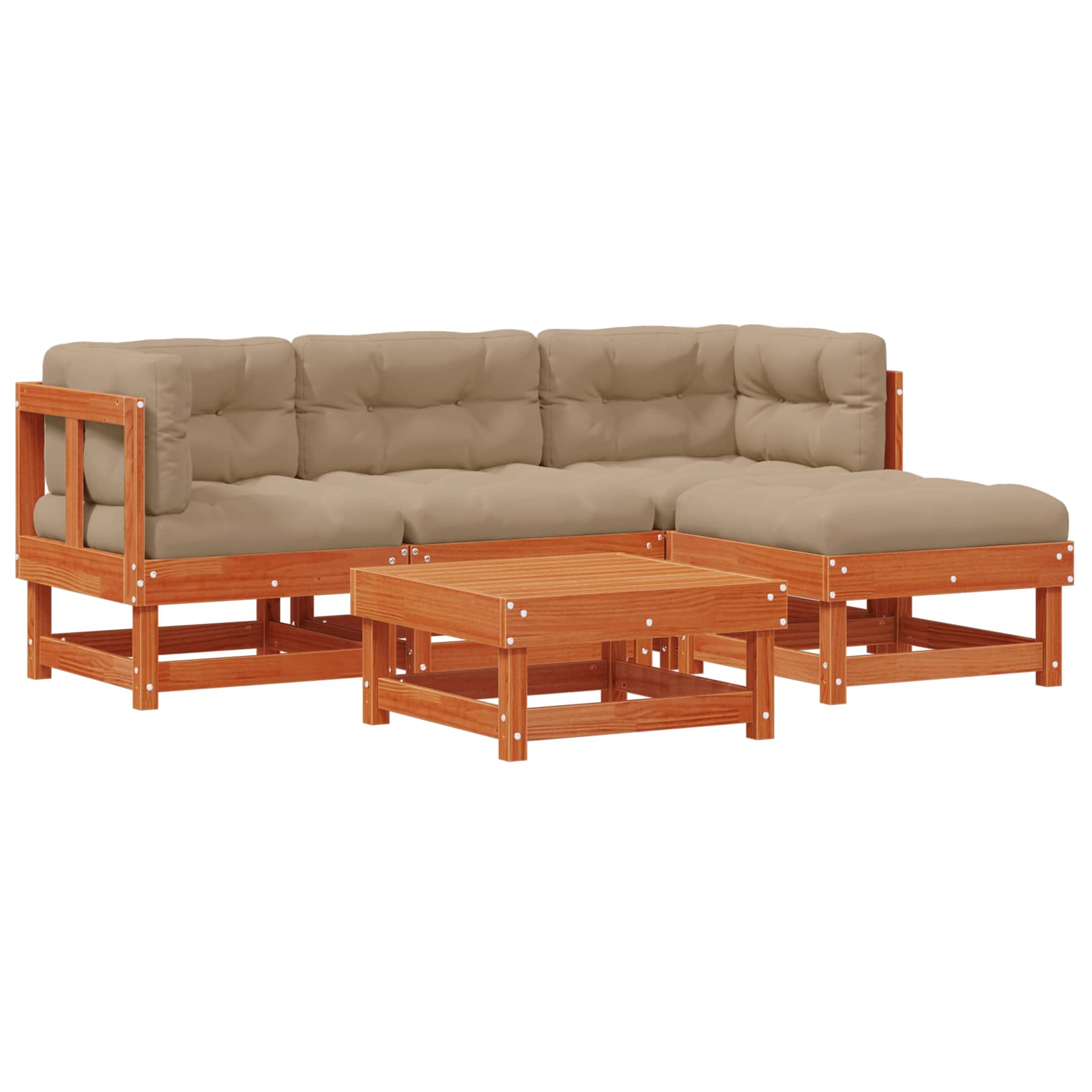 Tuin loungeset 15 pcs Wasbruin Massief grenenhout is nu te koop bij PeponiXL, paradijselijk wonen!