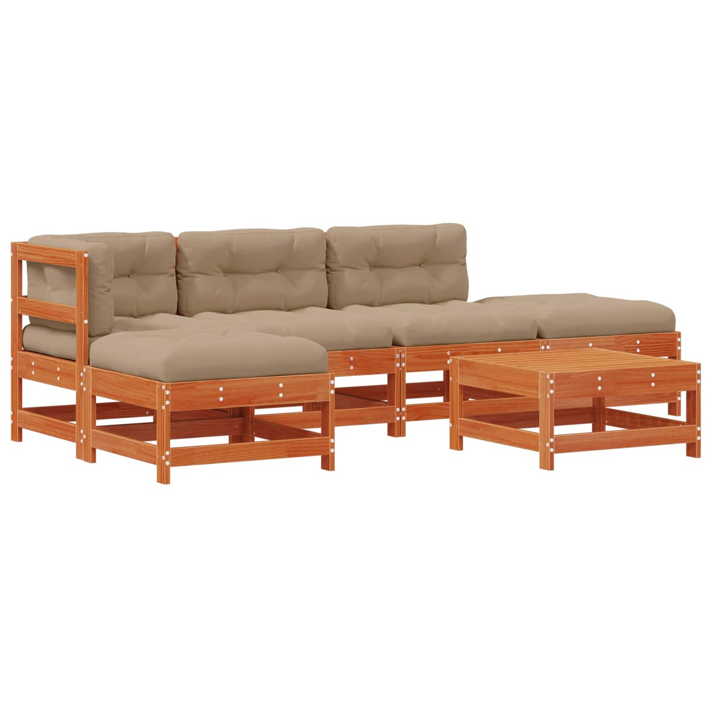 Tuin loungeset 5 pcs Wax Bruin Den Massief grenenhout is nu te koop bij PeponiXL, paradijselijk wonen!