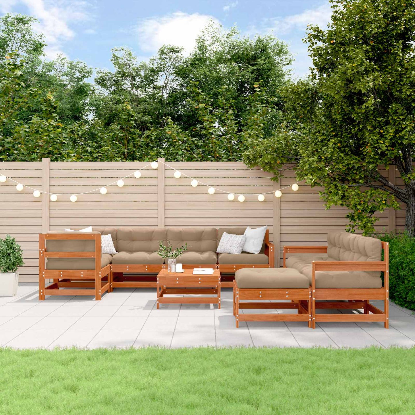 Tuin loungeset 10 pcs Wax Bruin Den Massief grenenhout is nu te koop bij PeponiXL, paradijselijk wonen!