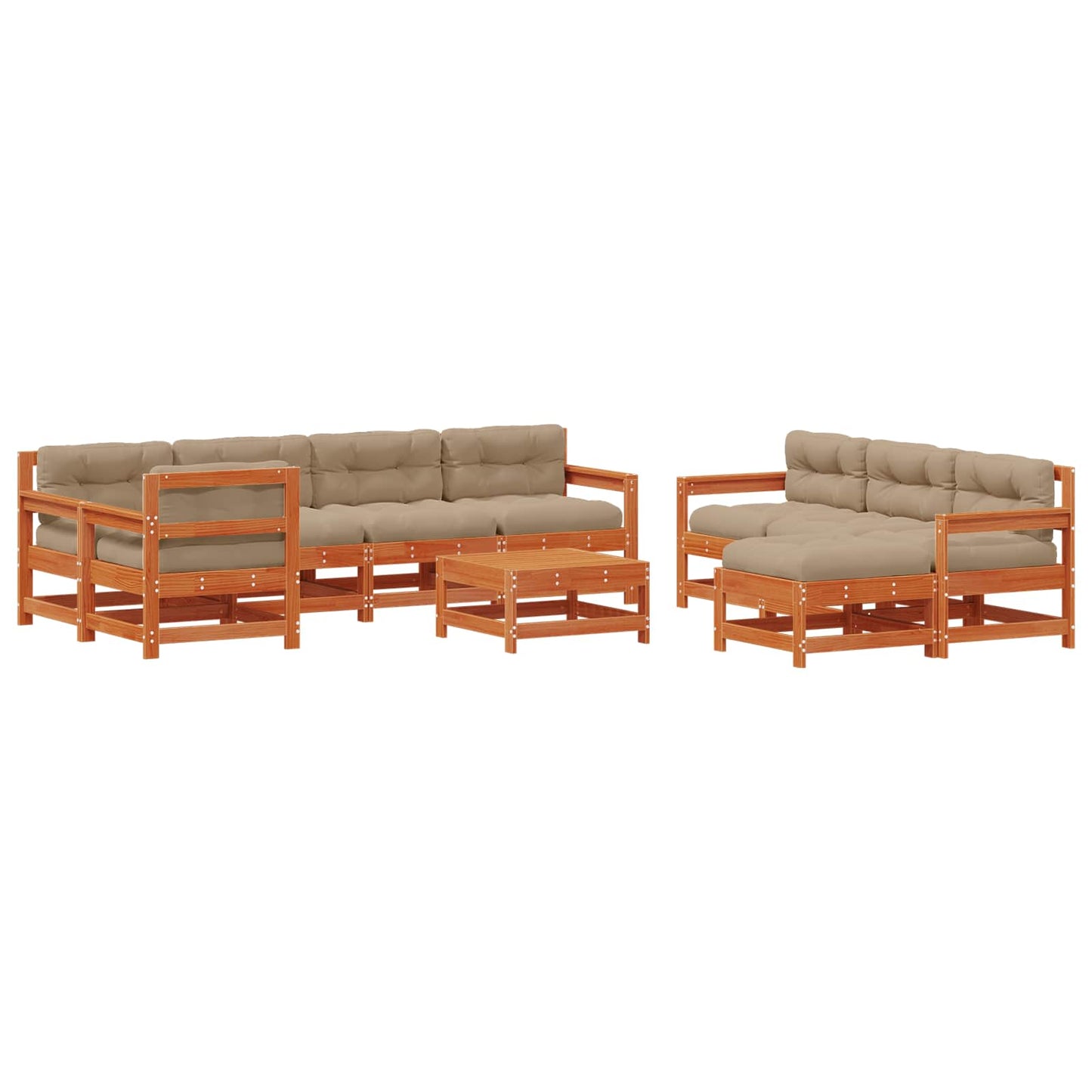 Tuin loungeset 10 pcs Wax Bruin Den Massief grenenhout is nu te koop bij PeponiXL, paradijselijk wonen!