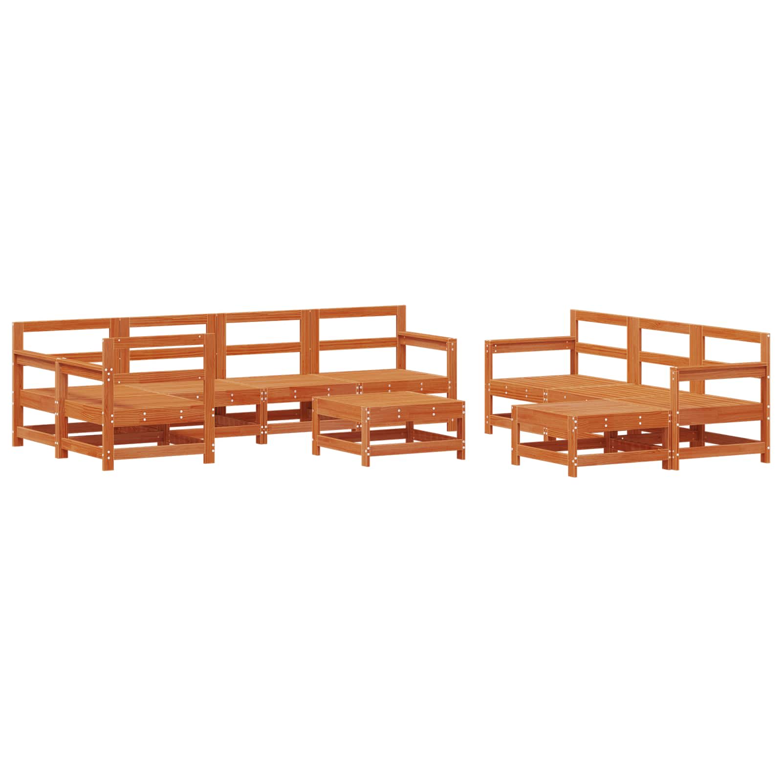 Tuin loungeset 10 pcs Wax Bruin Den Massief grenenhout is nu te koop bij PeponiXL, paradijselijk wonen!