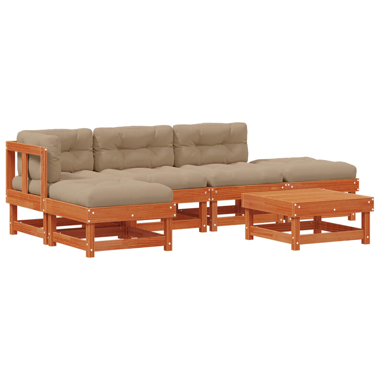 Tuin loungeset 6 pcs Wasbruin Massief grenenhout is nu te koop bij PeponiXL, paradijselijk wonen!