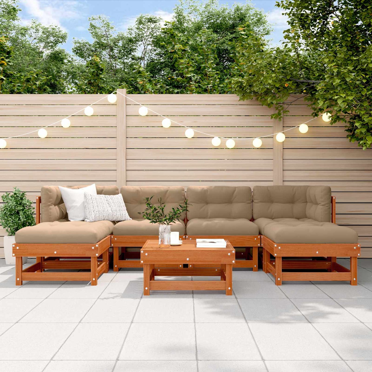 Tuin loungeset 7 pcs Waskleur Bruin Massief grenenhout is nu te koop bij PeponiXL, paradijselijk wonen!