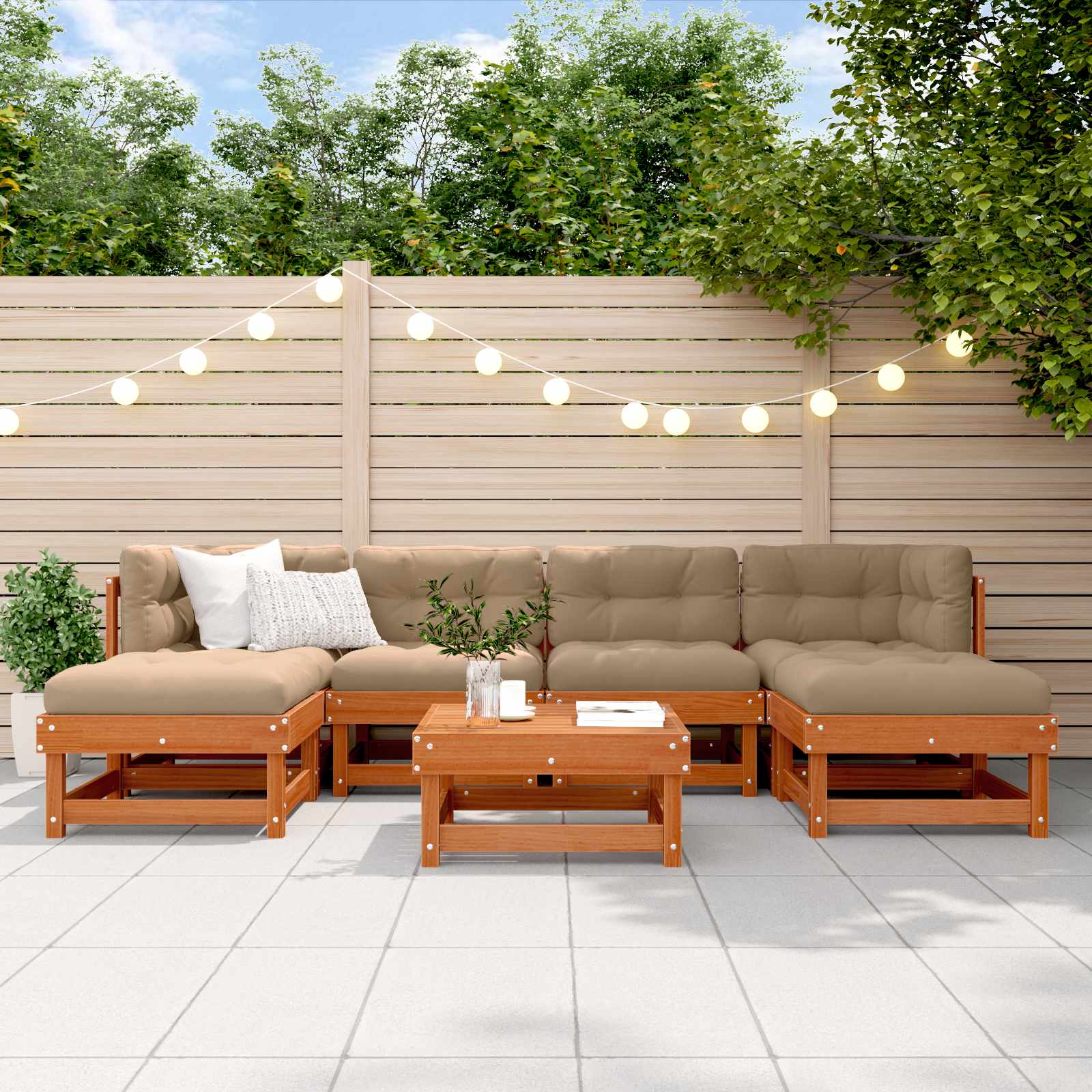Tuin loungeset 7 pcs Waskleur Bruin Massief grenenhout is nu te koop bij PeponiXL, paradijselijk wonen!