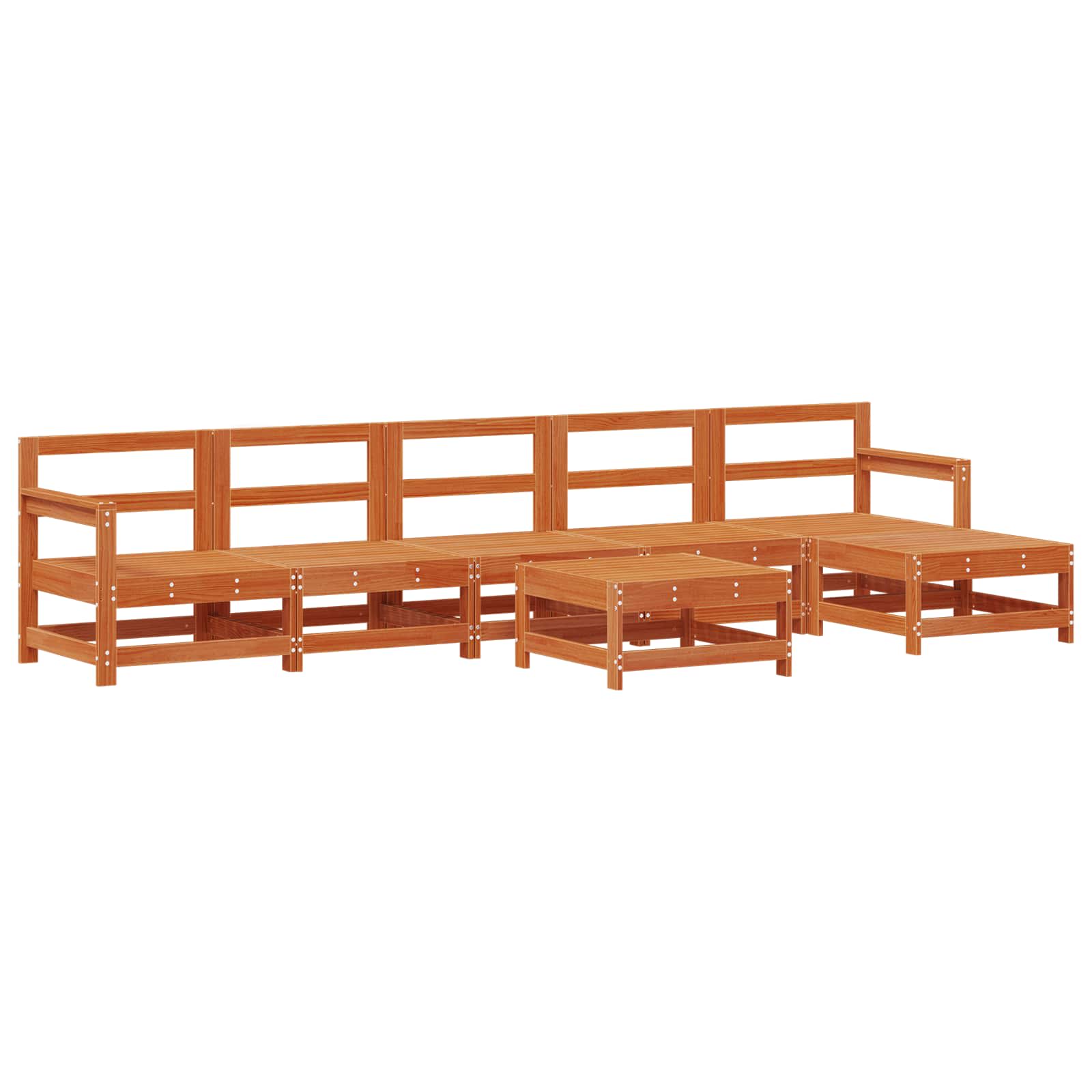 Tuin loungeset 6 pcs Wasbruin Massief grenenhout is nu te koop bij PeponiXL, paradijselijk wonen!