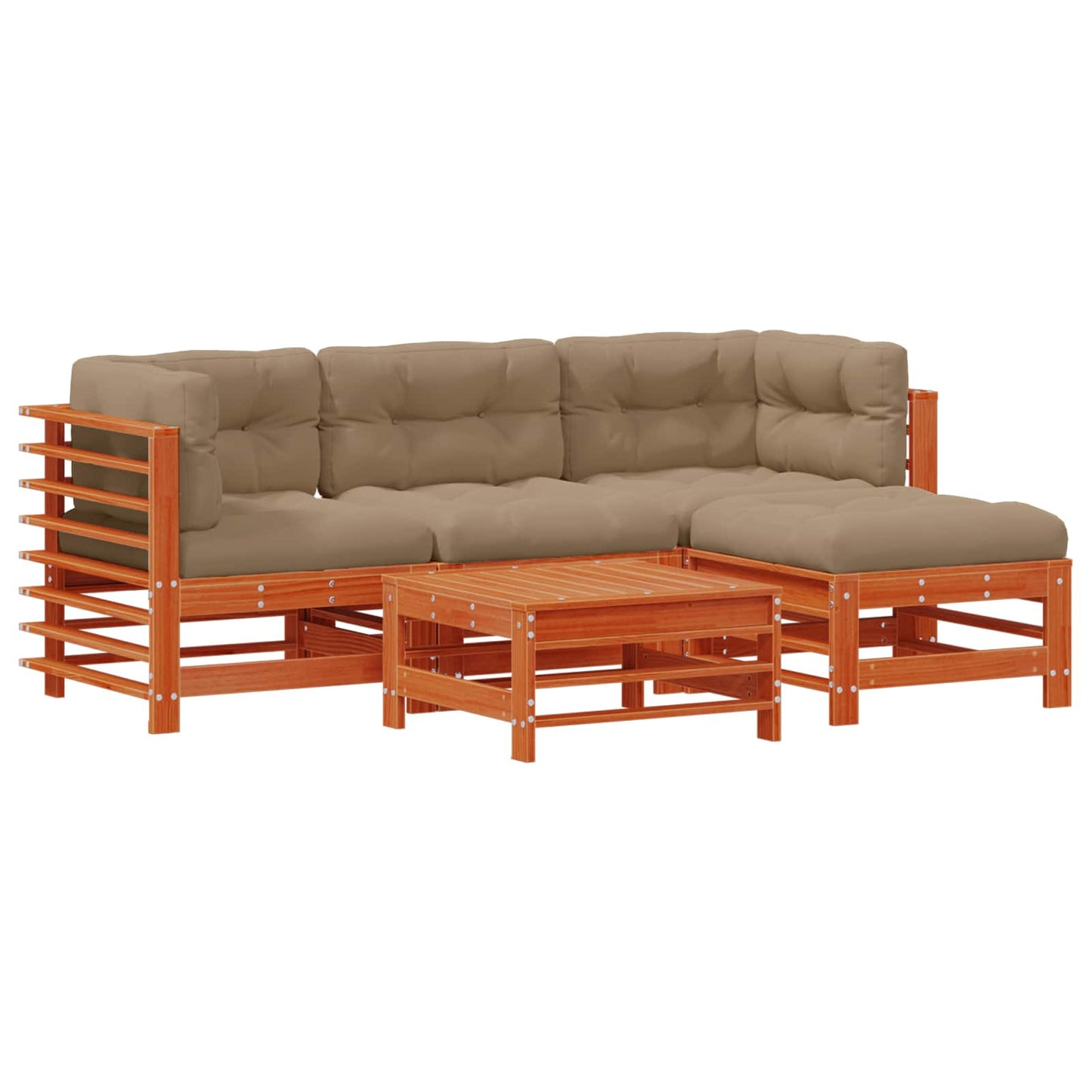 Tuin loungeset 5 pcs Wasbruin Massief grenenhout is nu te koop bij PeponiXL, paradijselijk wonen!