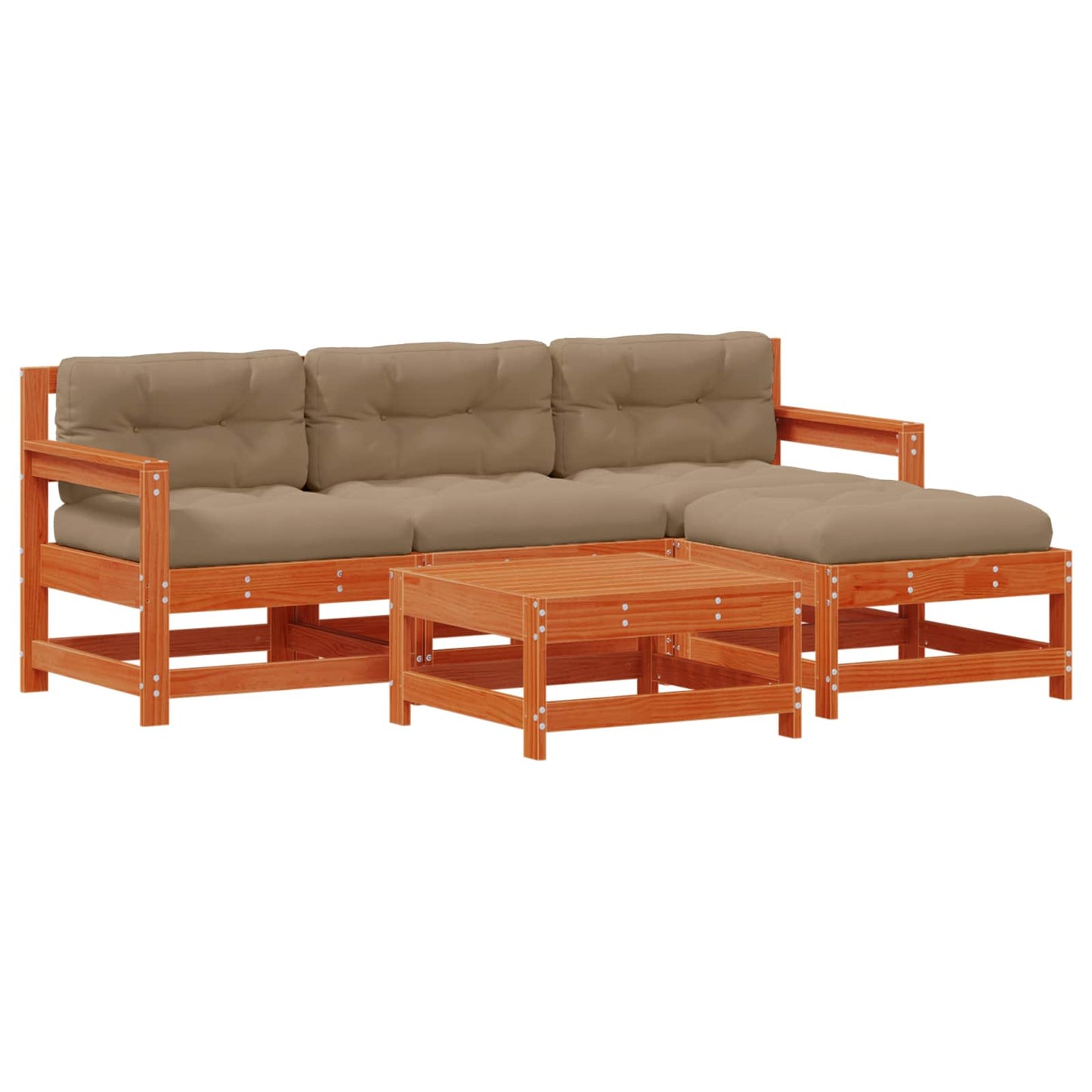 Tuin loungeset 5 pcs Wax Bruin Den Massief grenenhout is nu te koop bij PeponiXL, paradijselijk wonen!