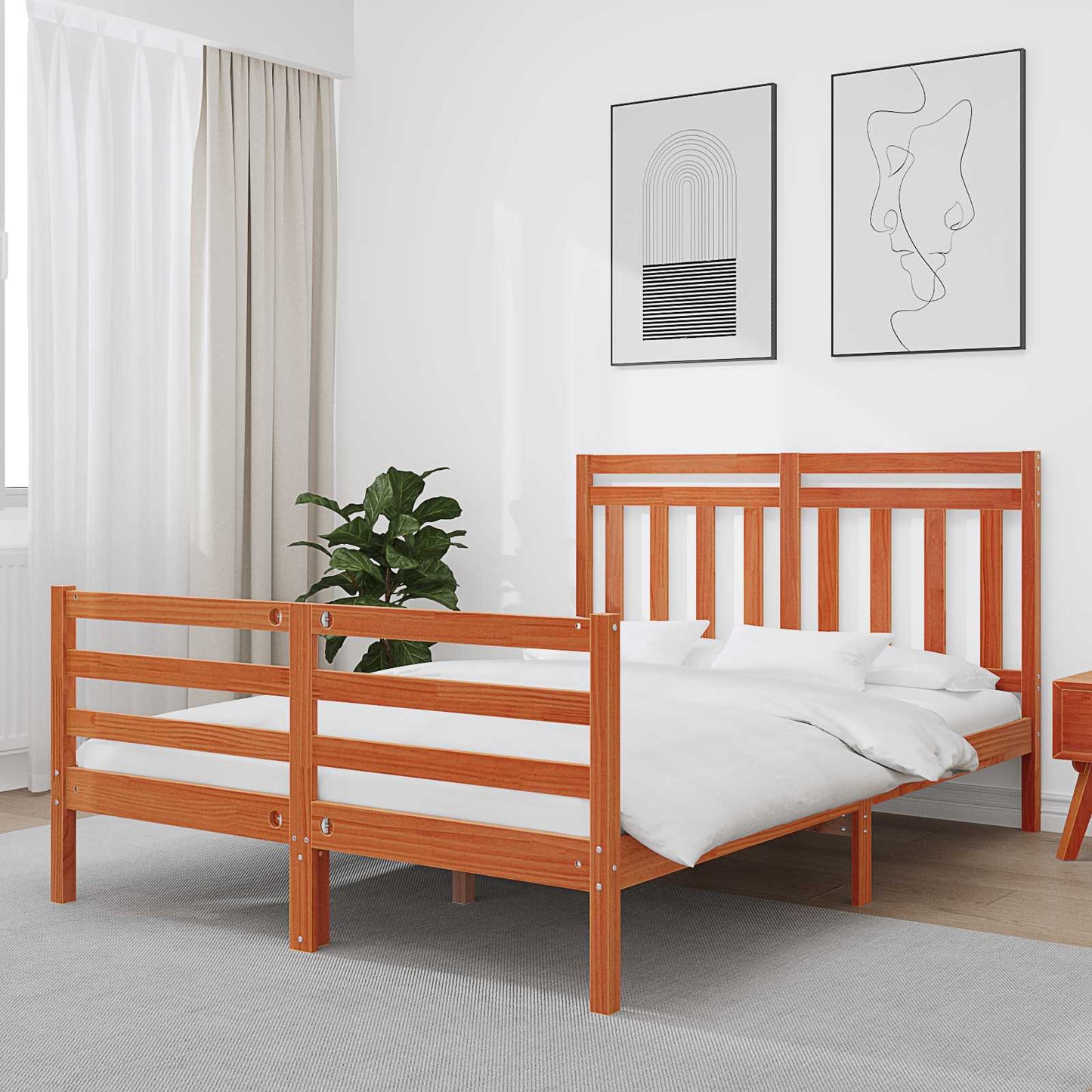Bedframe met hoofdeinde Wasbruin 150 x 200 cm is nu te koop bij PeponiXL, paradijselijk wonen!