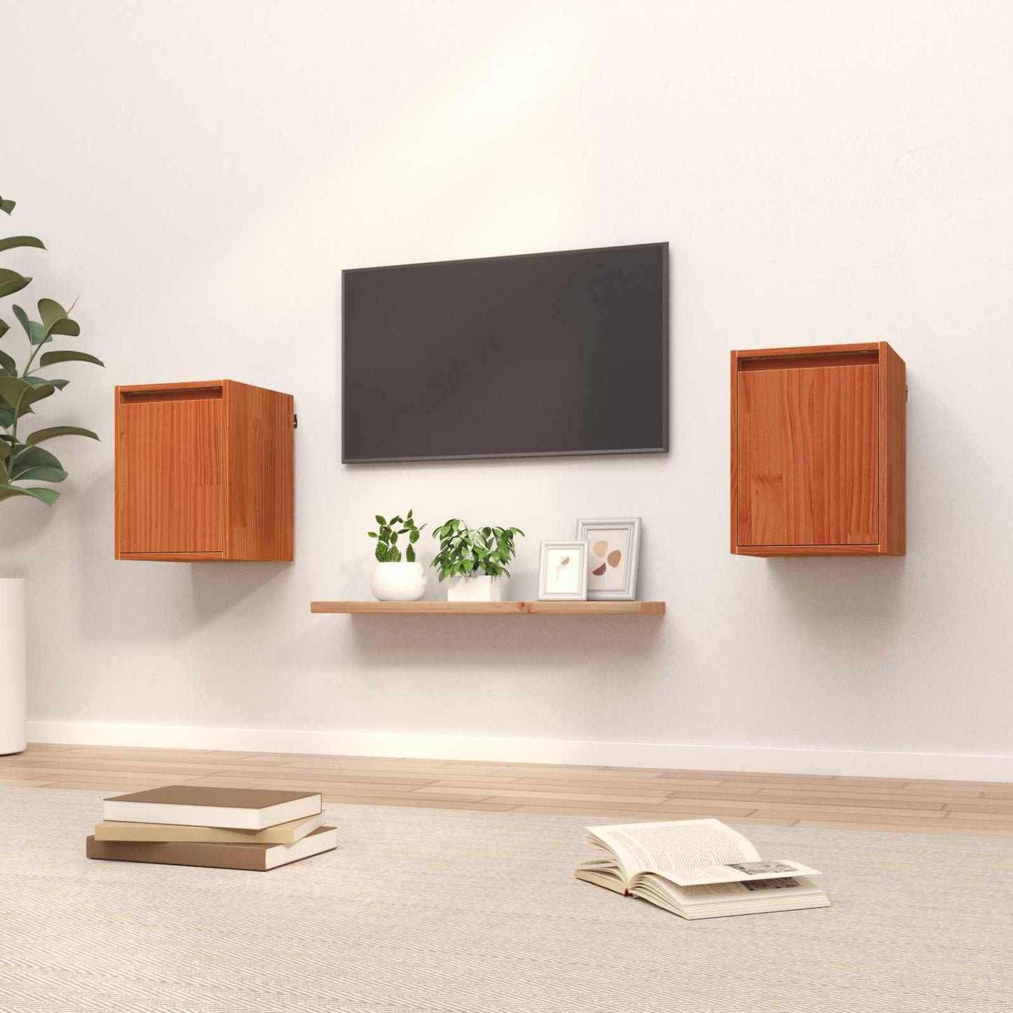 Wandkast 2 pcs Wasbruin 30 x 30 x 40 cm Massief grenenhout is nu te koop bij PeponiXL, paradijselijk wonen!