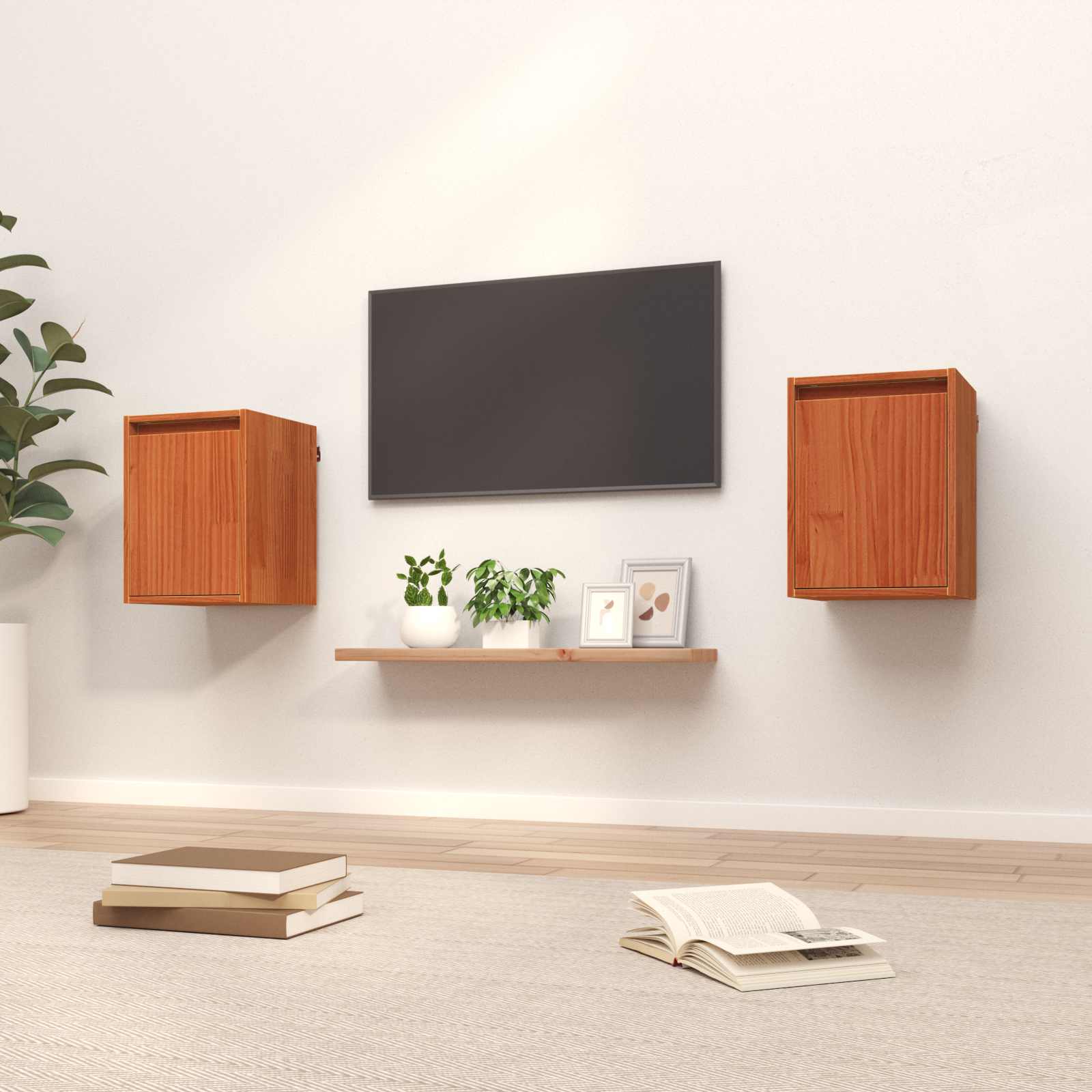 Wandkast 2 pcs Wasbruin 30 x 30 x 40 cm Massief grenenhout is nu te koop bij PeponiXL, paradijselijk wonen!
