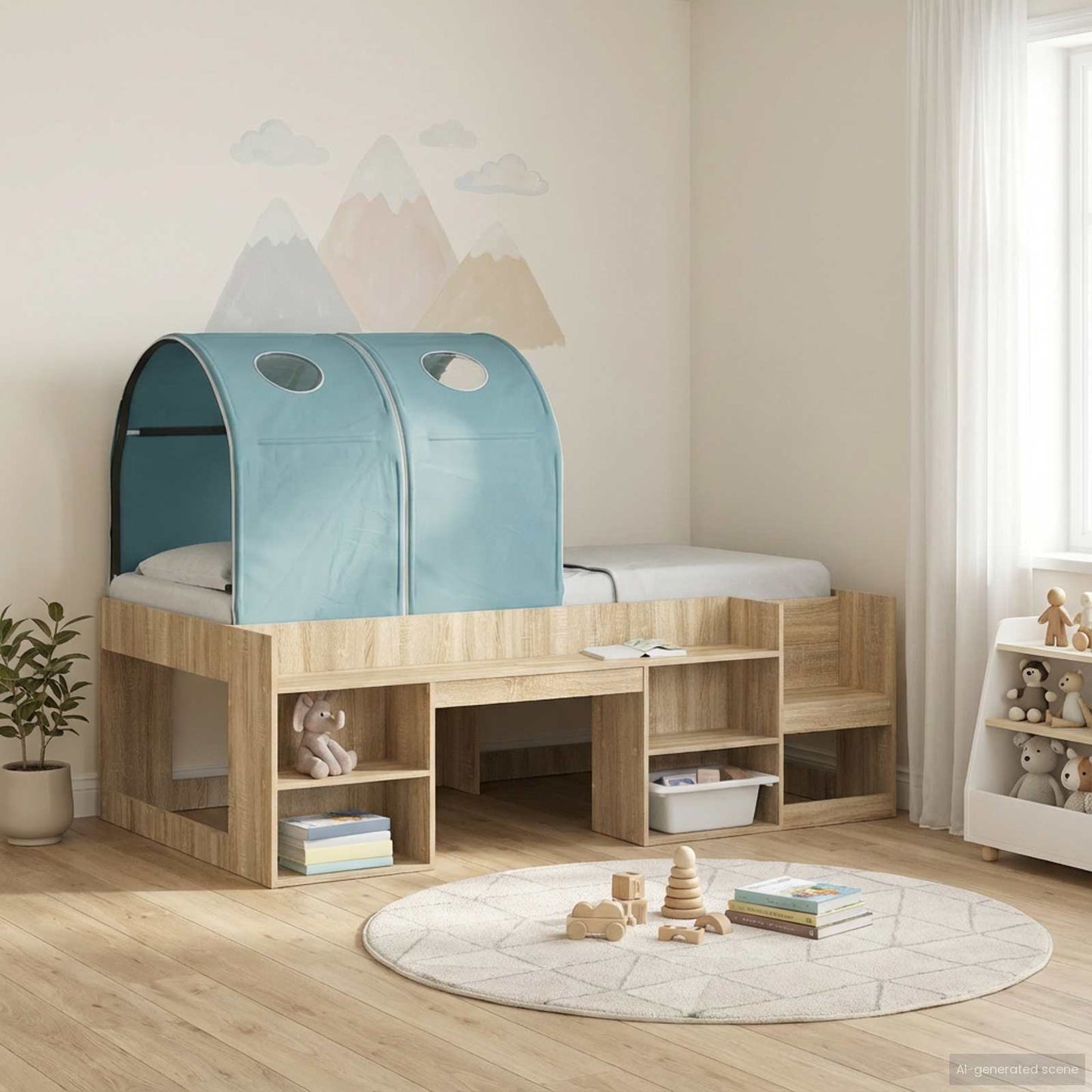 Bedtunnel 2 pcs Lichtblauw 211 x 52,5 x 2 cm Polyester is nu te koop bij PeponiXL, paradijselijk wonen!