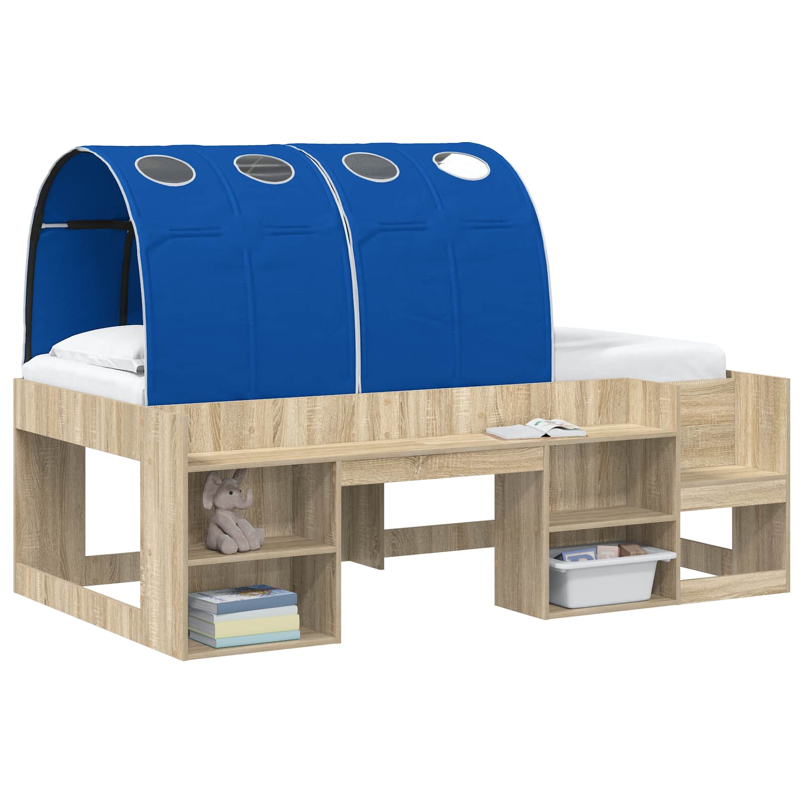 Bedtunnel 2 pcs Blauw 211 x 67.5 x 2 cm Polyester is nu te koop bij PeponiXL, paradijselijk wonen!