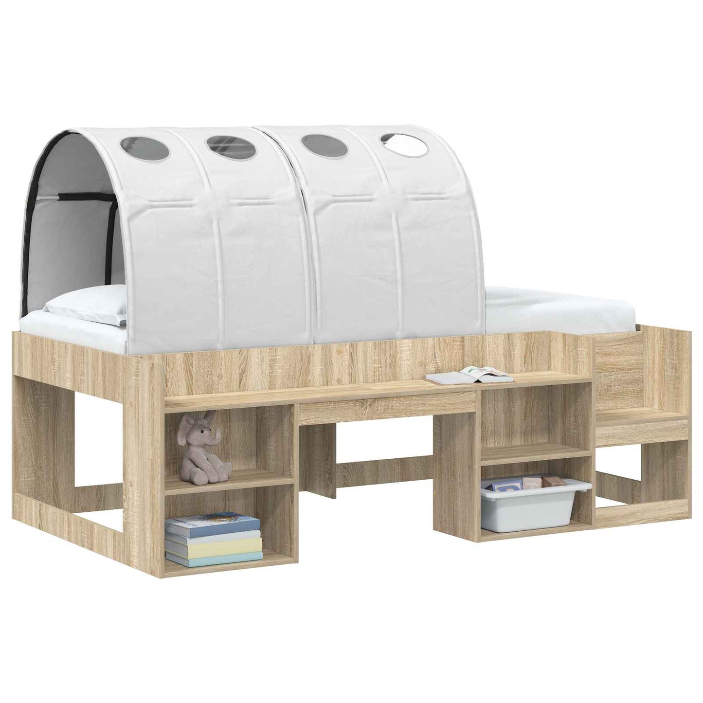 Bedtunnel 2 pcs Wit 211 x 67.5 x 2 cm Polyester is nu te koop bij PeponiXL, paradijselijk wonen!
