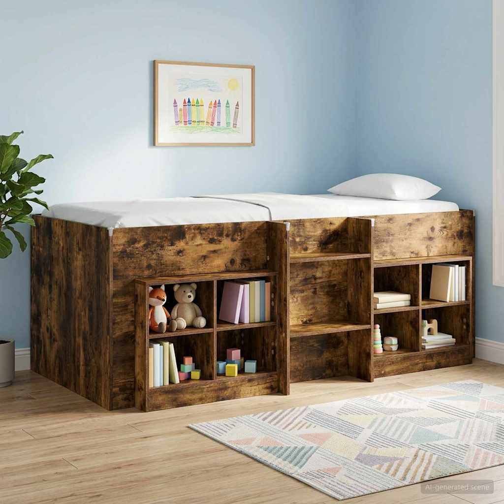 Bed kast 2 pcs Gerookt eiken 66 x 33 x 48 cm Bewerkt hout is nu te koop bij PeponiXL, paradijselijk wonen!
