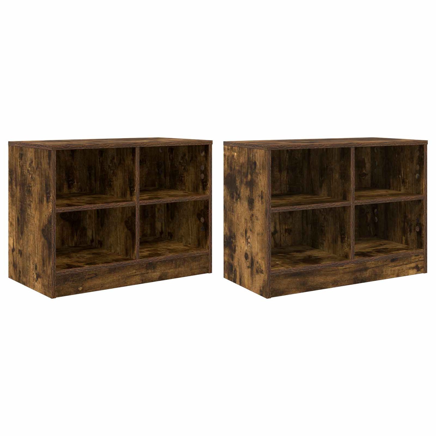 Bed kast 2 pcs Gerookt eiken 66 x 33 x 48 cm Bewerkt hout is nu te koop bij PeponiXL, paradijselijk wonen!