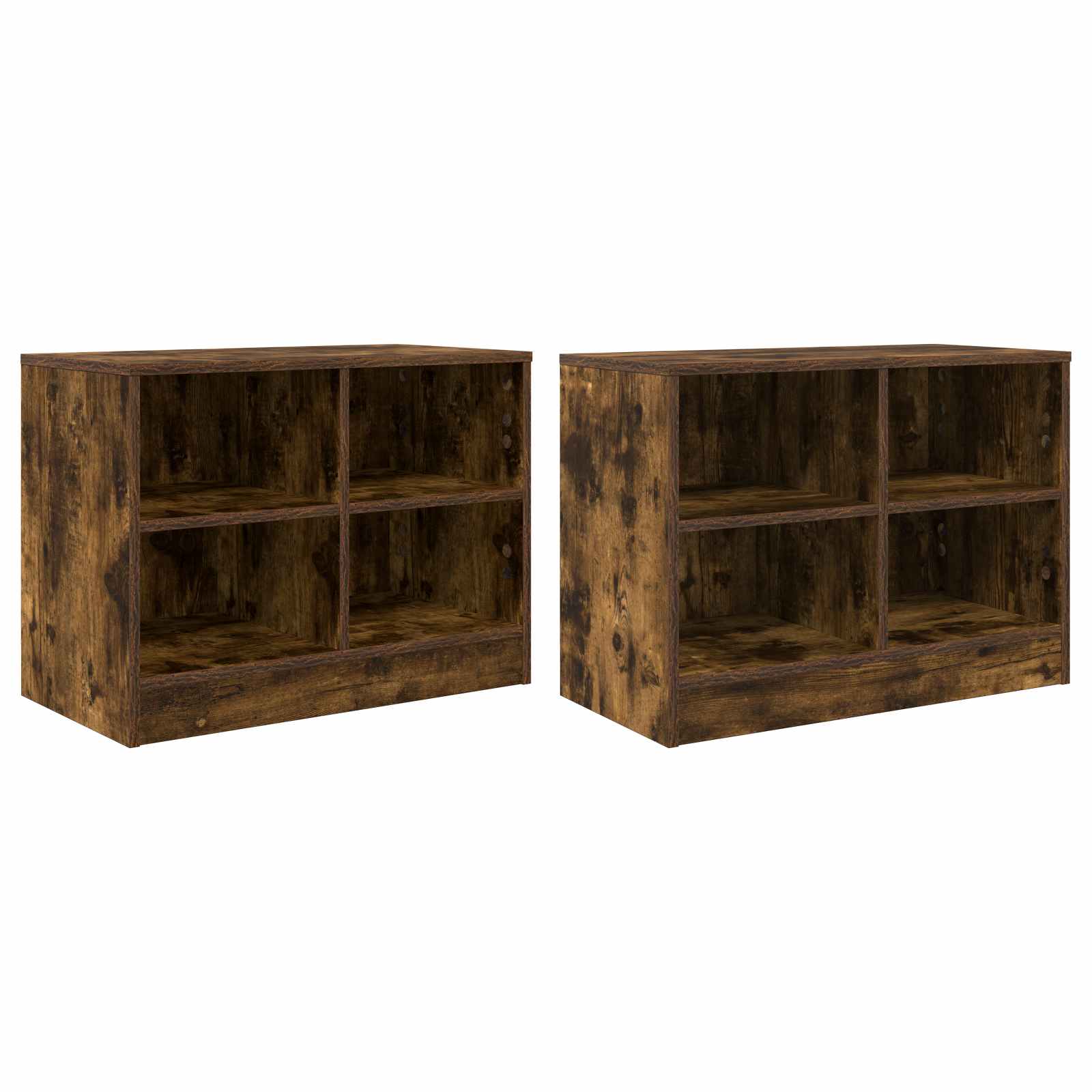 Bed kast 2 pcs Gerookt eiken 66 x 33 x 48 cm Bewerkt hout is nu te koop bij PeponiXL, paradijselijk wonen!