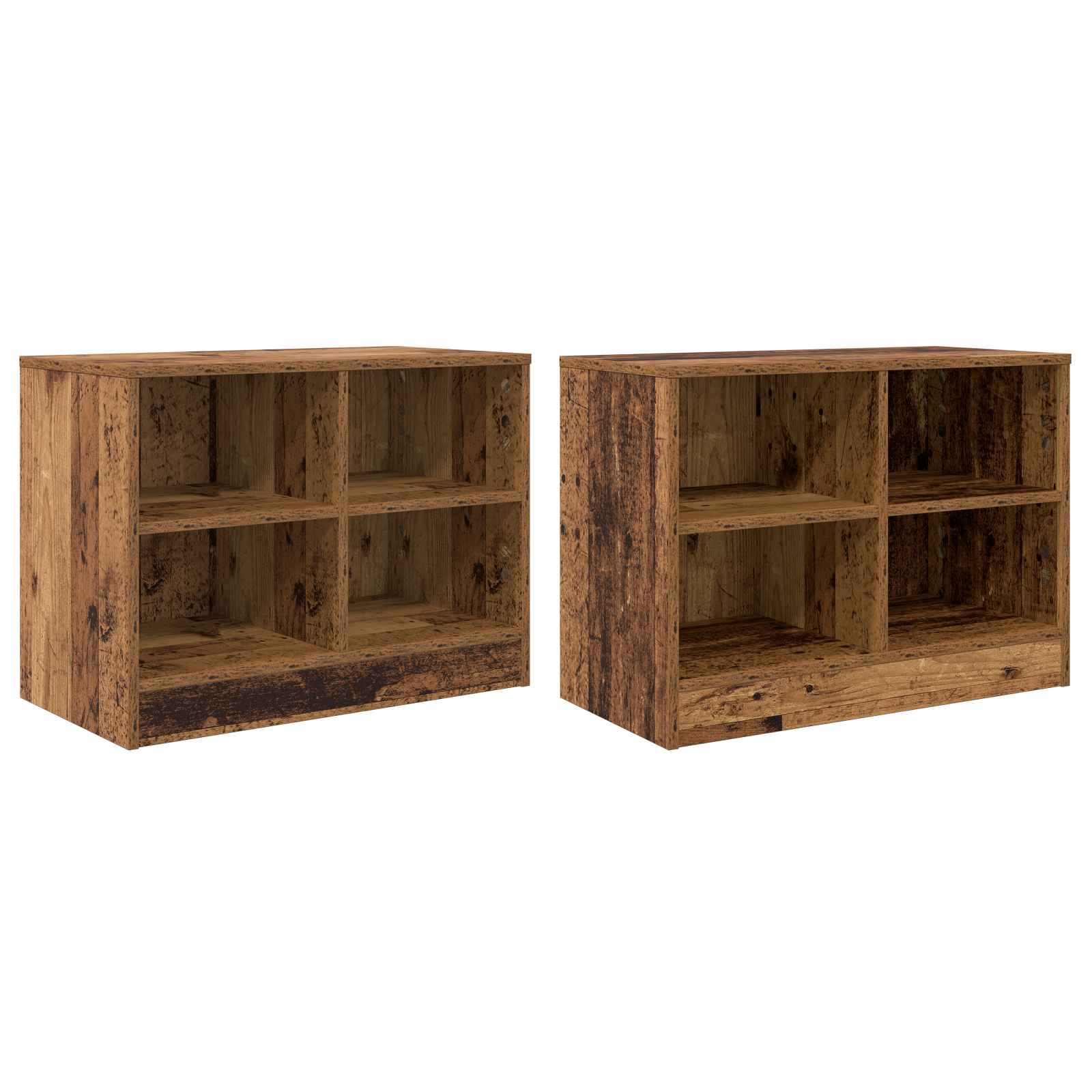 Bed kast met plank 2 pcs Oud hout 66 x 33 x 48 cm Bewerkt hout is nu te koop bij PeponiXL, paradijselijk wonen!