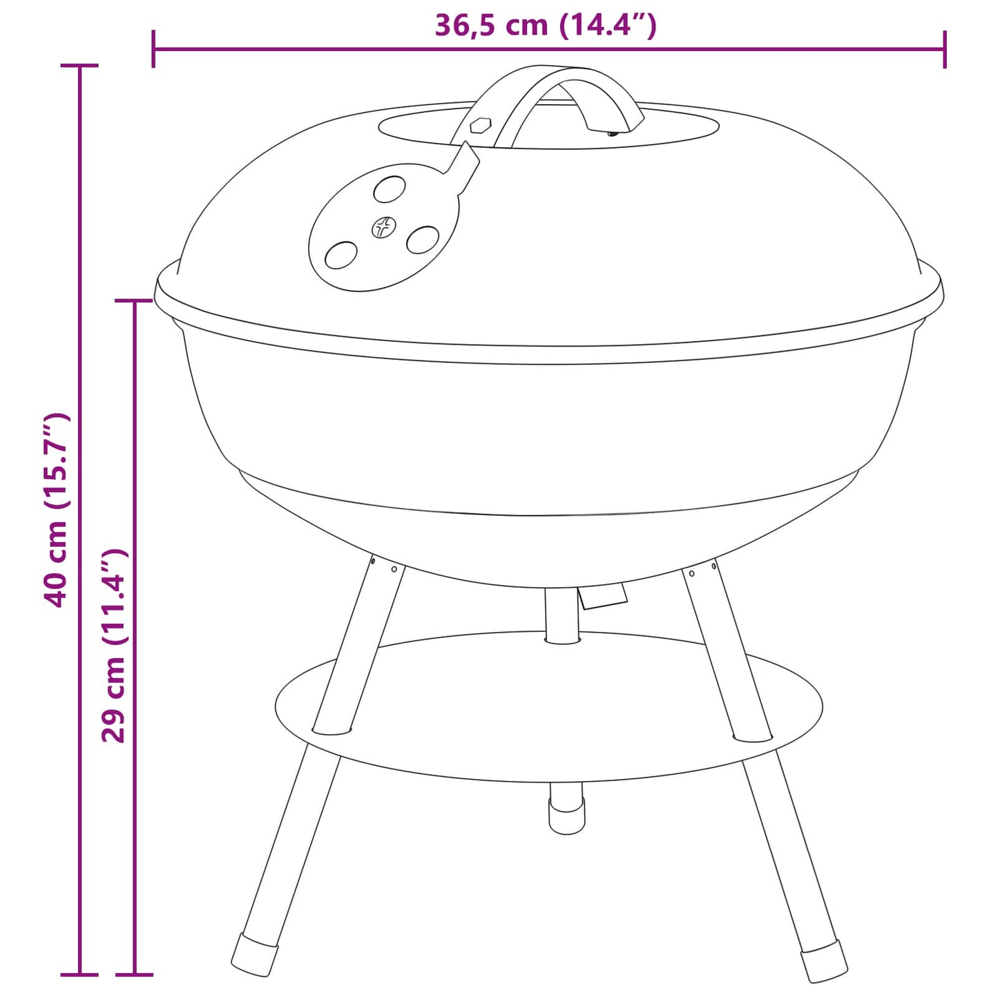 Houtskool Grill Zwart 36,5 x 36,5 x 40 cm is nu te koop bij PeponiXL, paradijselijk wonen!