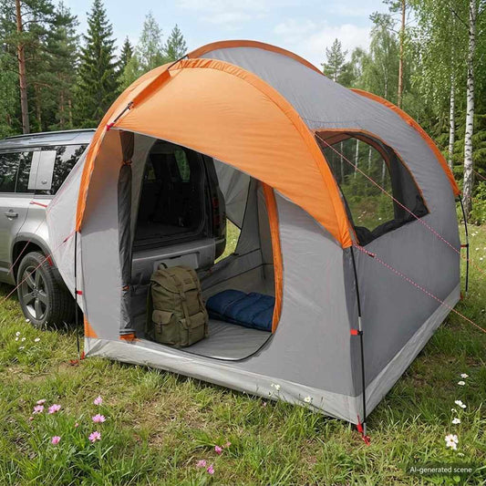 Autotent Grijs en Oranje 239 x 210 x 210 cm Polyester en staal is nu te koop bij PeponiXL, paradijselijk wonen!