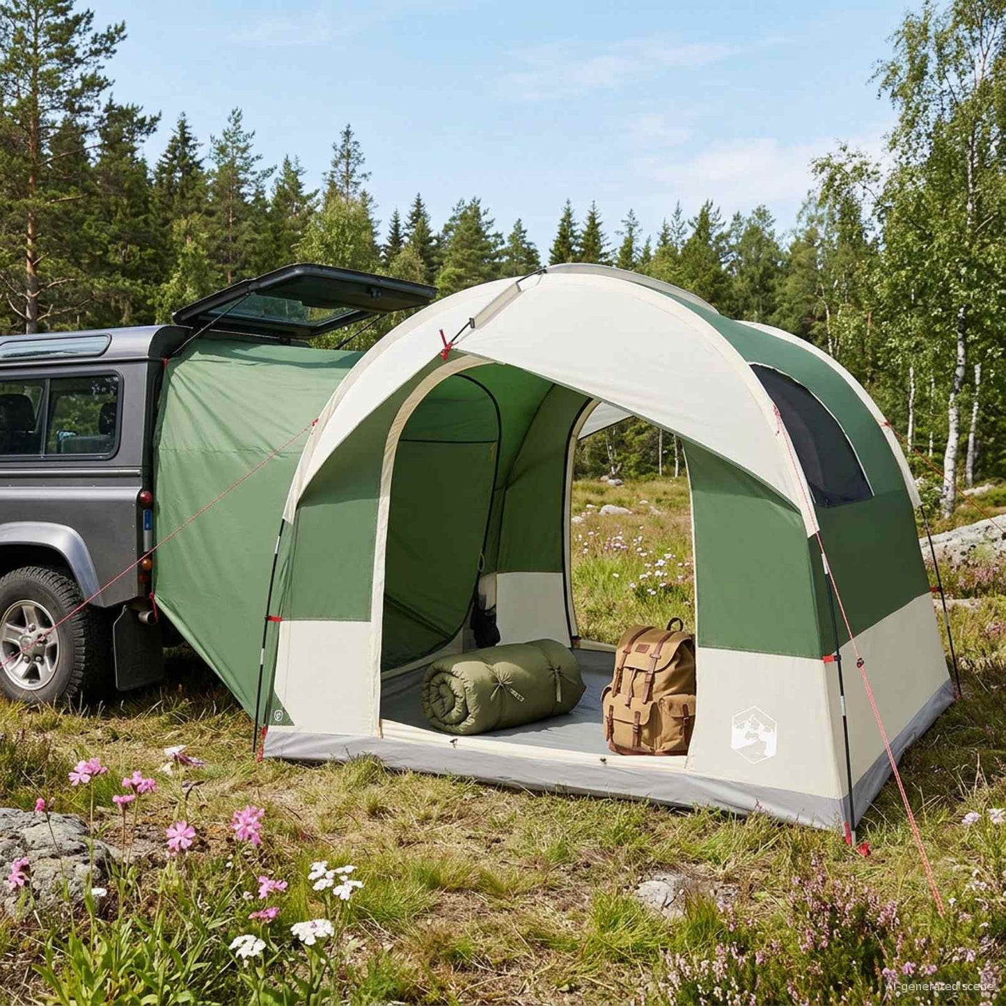Tailgate Tent met Regenfly Waterdicht Groen 4-persoons is nu te koop bij PeponiXL, paradijselijk wonen!