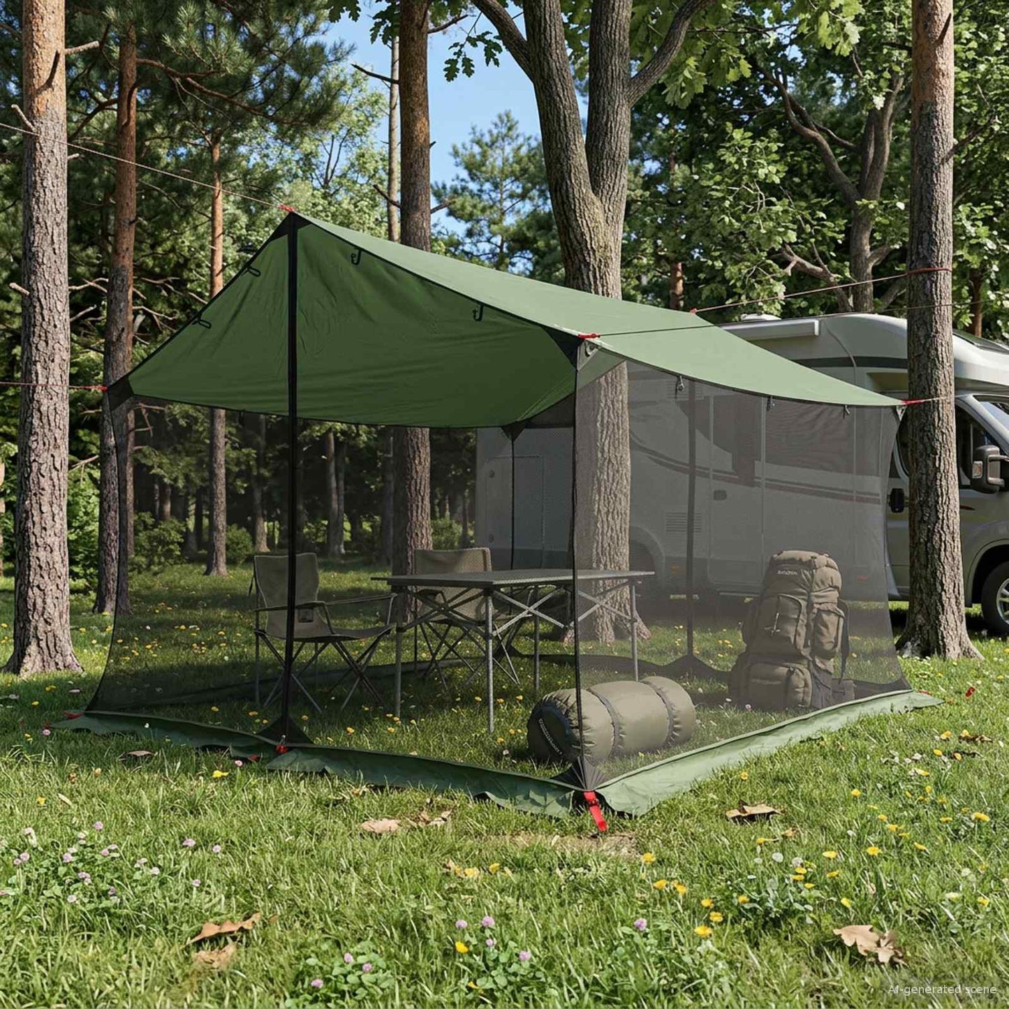 Campingzeil met gaaswanden Groen 340 x 260 x 220 cm is nu te koop bij PeponiXL, paradijselijk wonen!