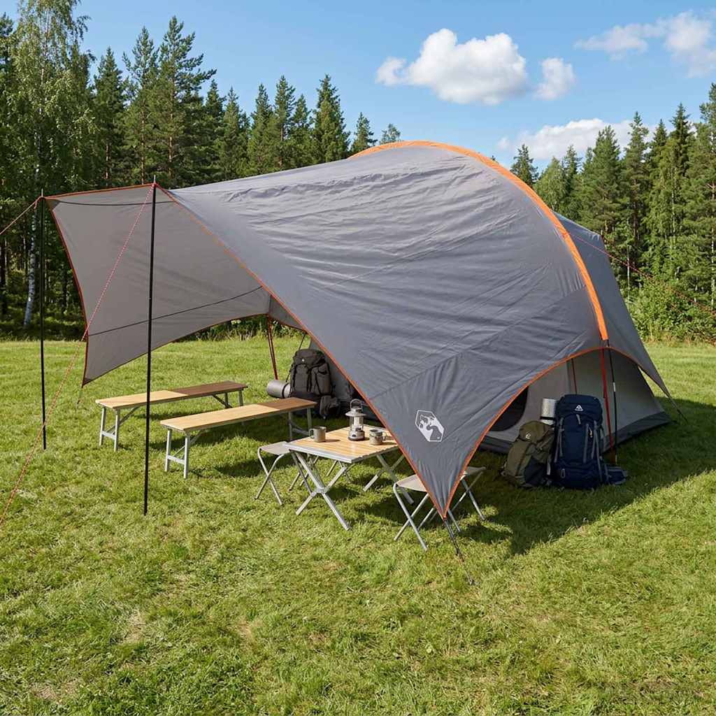 Camping Tarp Waterbestendig Grijs en Oranje 550 x 400 x 230 cm is nu te koop bij PeponiXL, paradijselijk wonen!